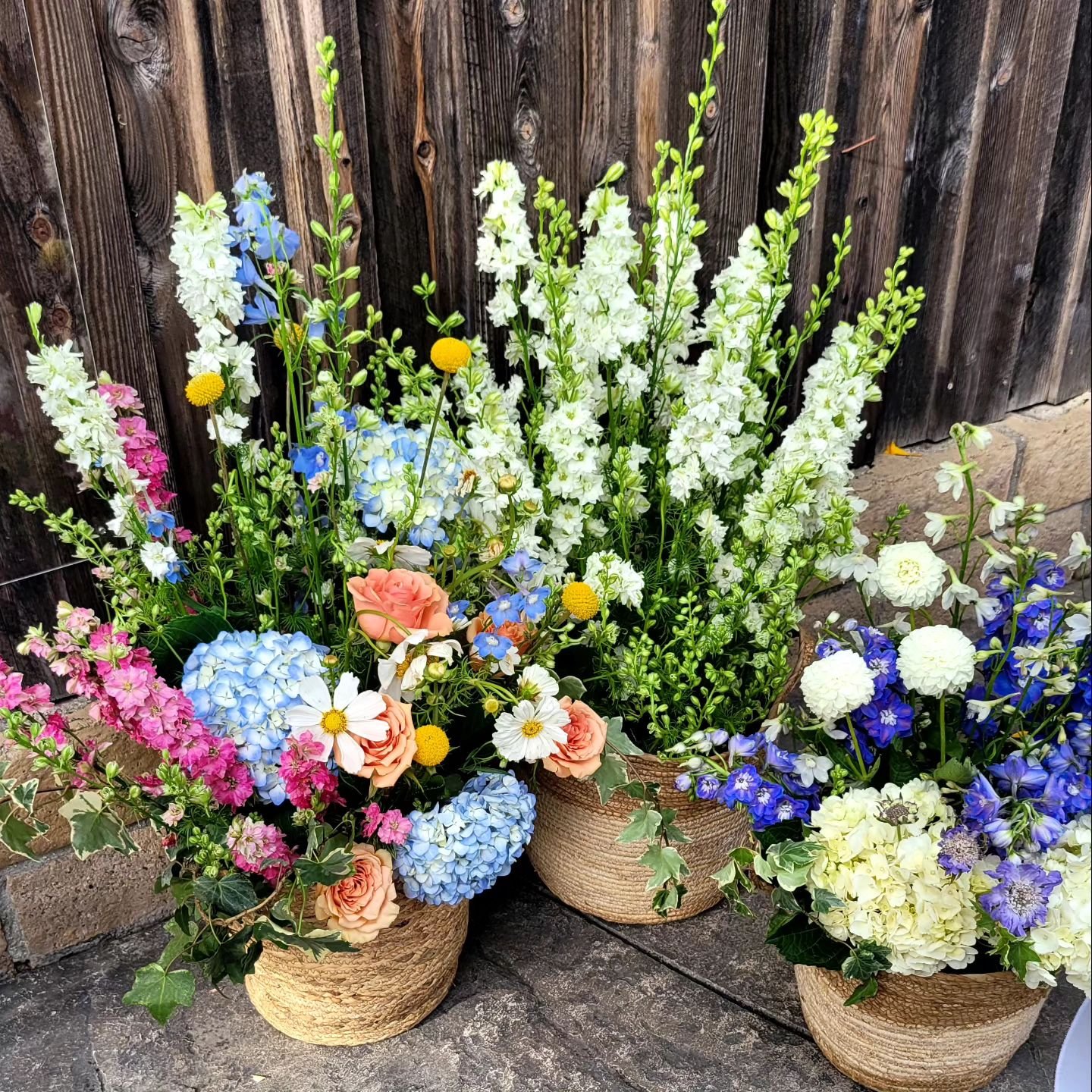 The bounty of #spring, baskets are the perfect way to display the beautiful blooms.#Flowers #WeddingEntrance #BasketFlowers #BasketArrangement #RainyDiane #PassionAndWeeds #Larkspur #Delphinium
#Hydrangea #Rose #Cosmos