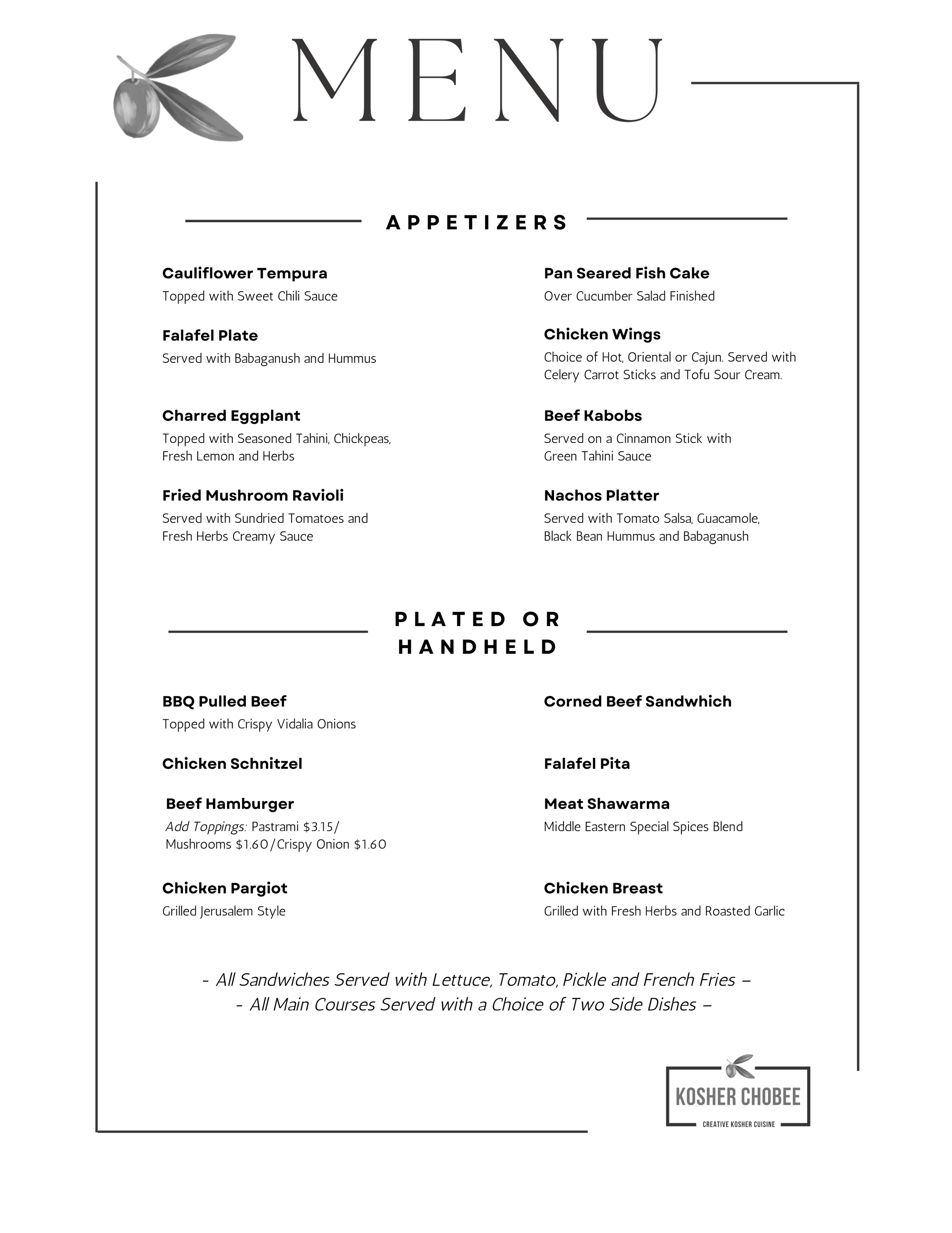 Menu KosherChobee