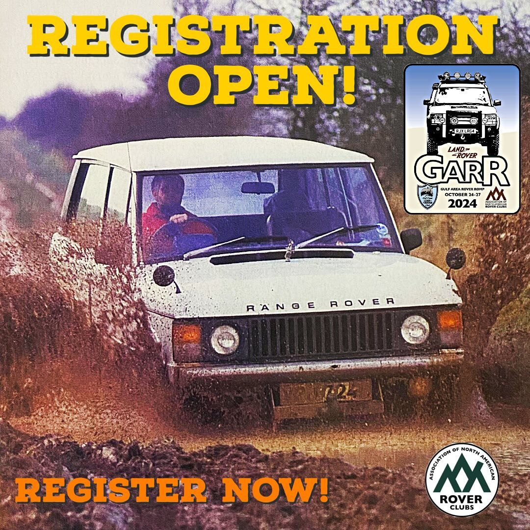 @anarc.club &amp; @gulfcoastlandroverclub are exited to announce that registration is open for Gulf Area Rover Romp! 

Don&rsquo;t miss this opportunity to join fellow enthusiasts in Alabama this October 24-27 for the biggest gathering in the SouthEa
