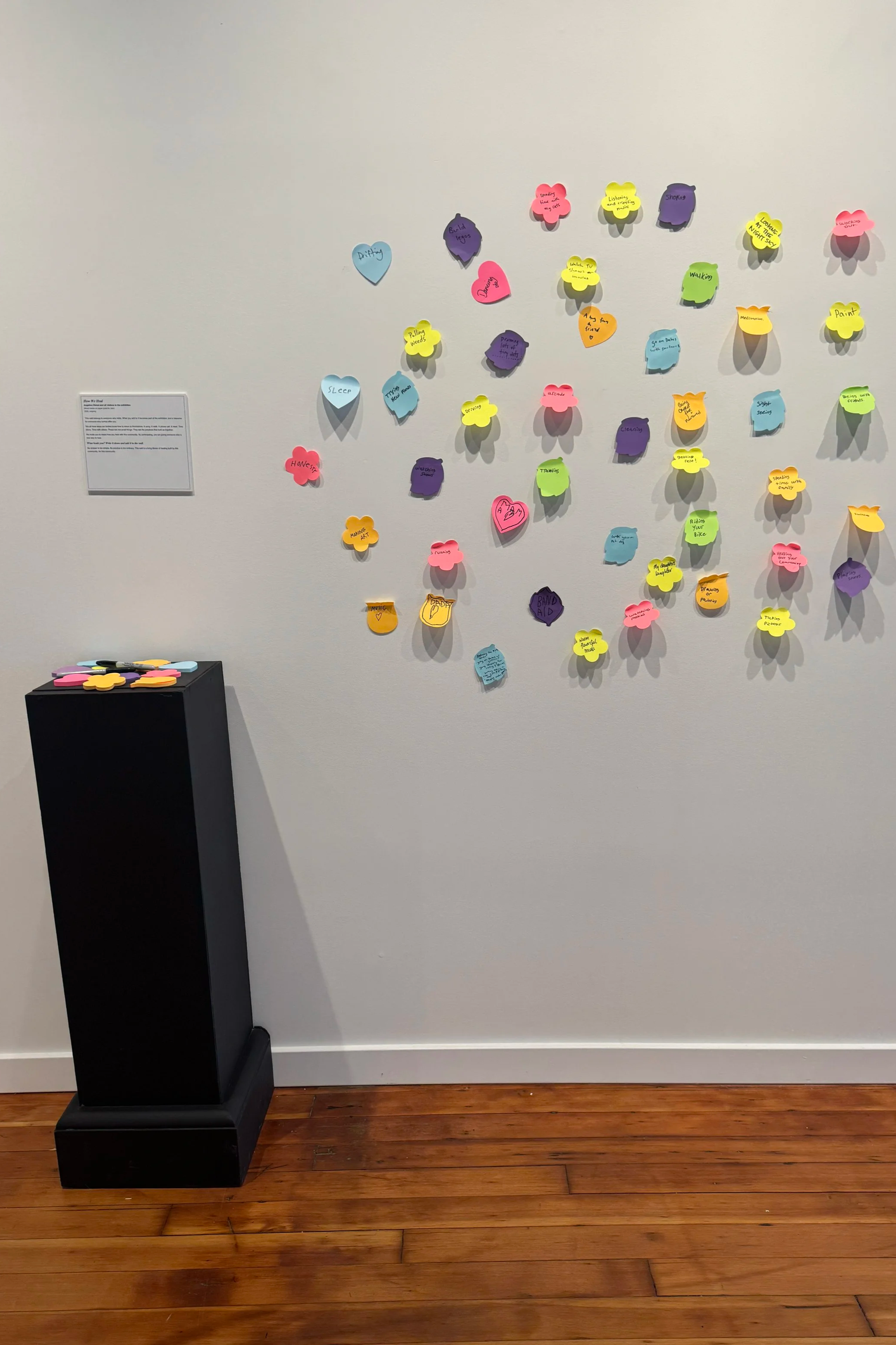The Talk-Back wall interactive exhibit at the Music For Healing exhibit