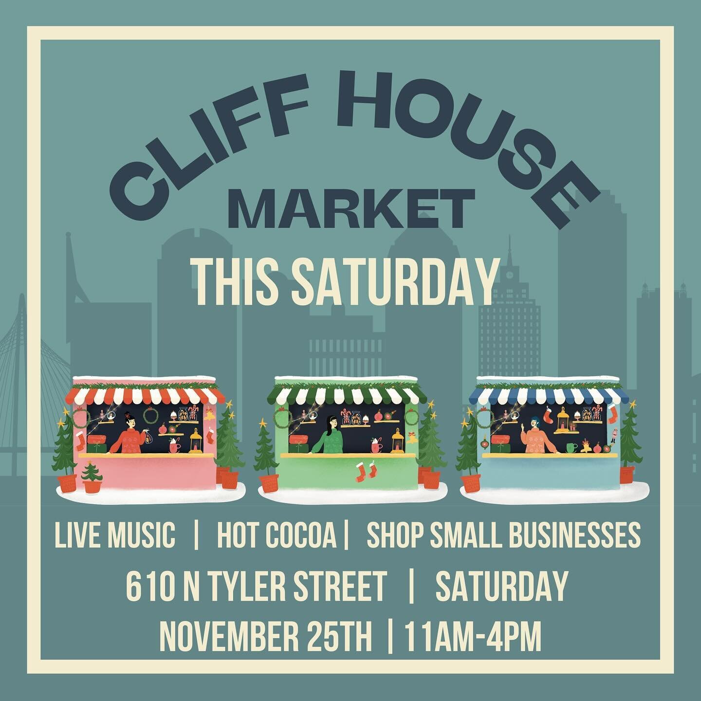 We are hosting our first ever Cliff House Market this weekend on small business Saturday!
Thank you to @dlmsupply for helping us make this event happen and to all our awesome vendors who will be here sharing their creations with us. 
Come get your Ch