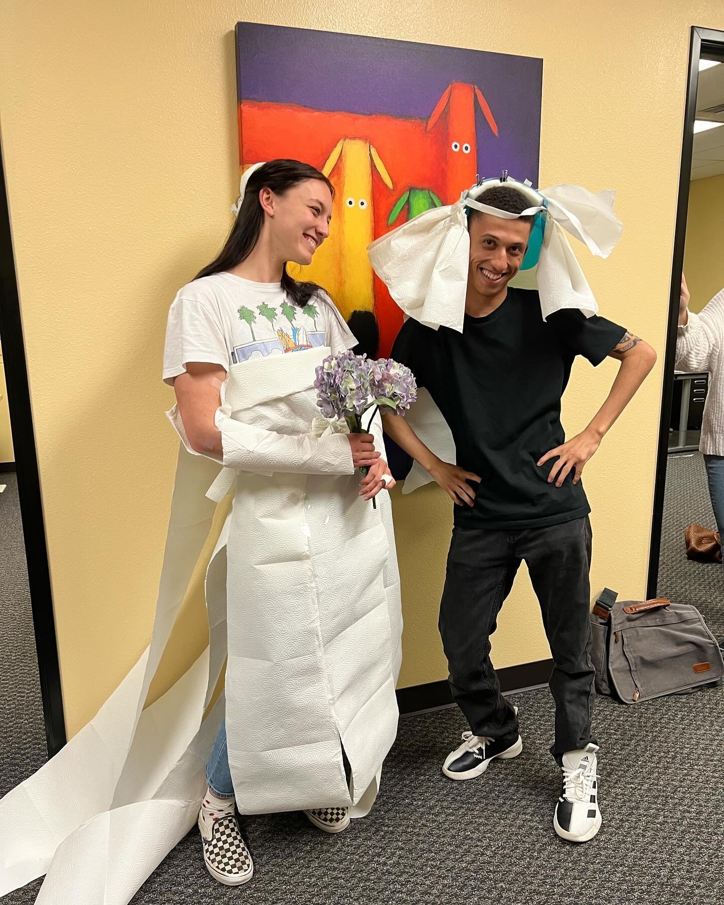 Team brainstorming practice! 
1) finding solutions to common therapy scenarios
2) preparing a wedding fashion show with office supplies. 

Also&hellip;CONGRATULATIONS to Roseville Senior Therapist Brooke, who JUST GOT MARRIED! 

#PALS #pacificautism 