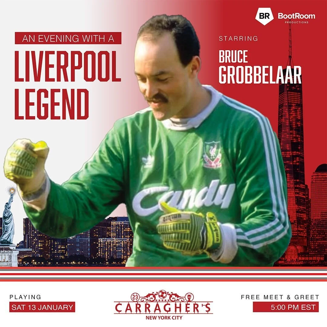 🚨Meet Bruce Grobbelaar !
🎟️ FREE EVENT must register to join
📆 Sat 13 January
⏰ 5PM 
📍17 John Street NYC
🍻 #Carraghers
🔗 link in bio
.
#LFClegend #brucegrobbelaar #legend #liverpool #lfc #nyc #events #YNWA #weareliverpoolthisisnewyork #liverpoo