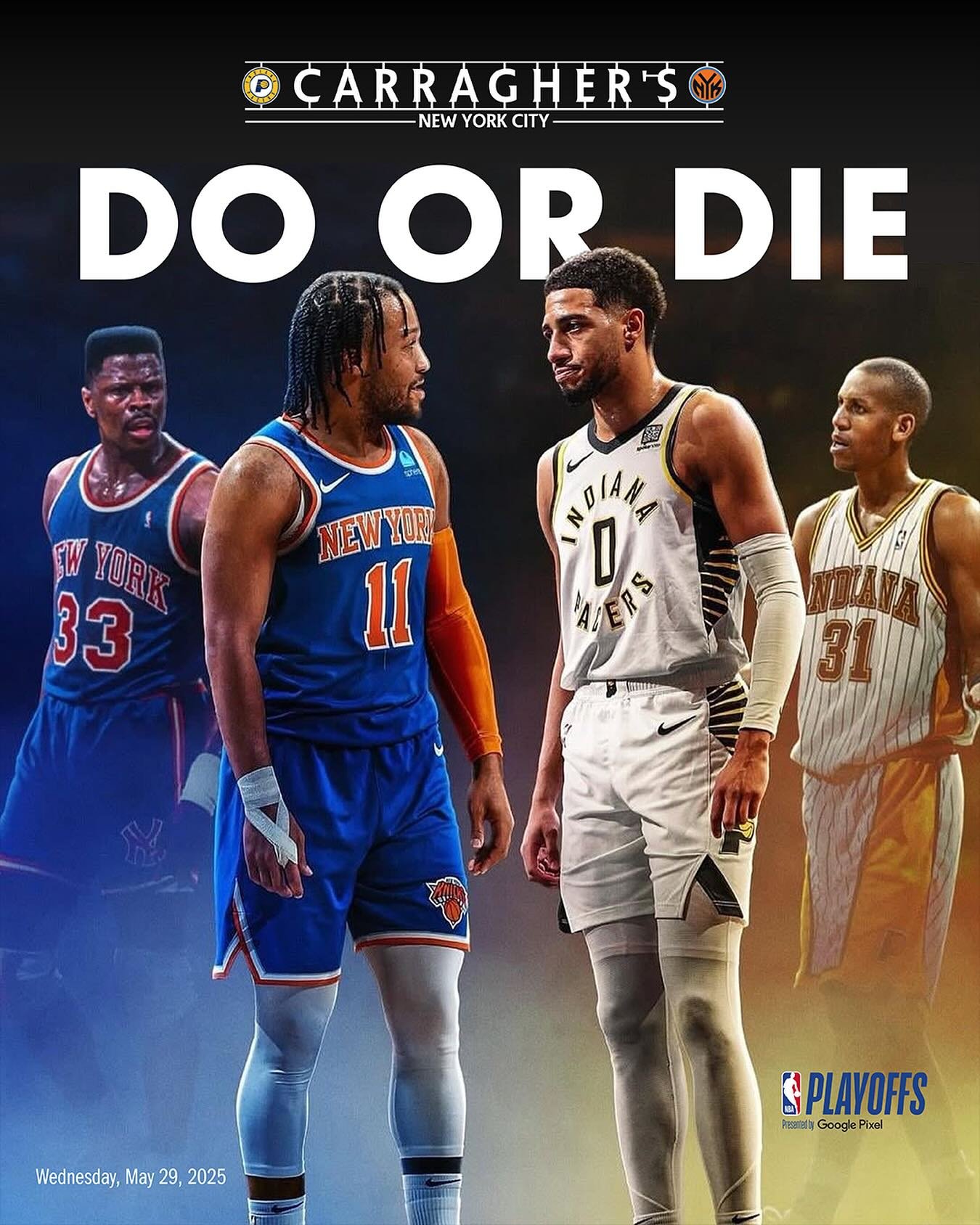 🔥 It&rsquo;s DO or DIE for our New York Knicks!
One game from elimination. One shot at survival.
Game 5 tips off this Thursday, May 29th at 8PM &mdash;
Catch every heart-pounding moment at CARRAGHER&rsquo;S Bar 🗽🏀

Let&rsquo;s ride or cry together
