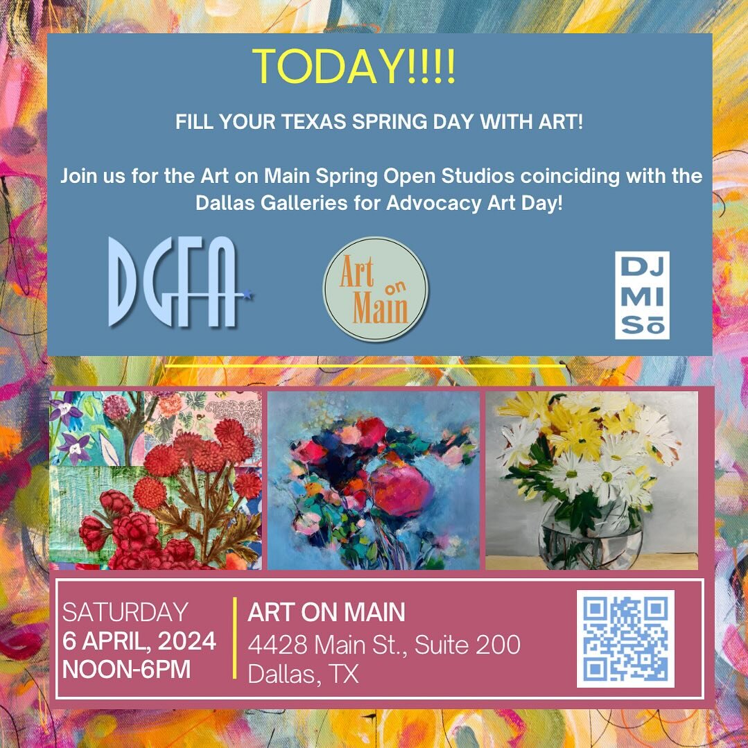 Join us TODAY for all the art fun! Visit our Open Studios during the Dallas Galleries for Advocacy (DGFA) Art Day from noon to 6pm!

Meet our artists, visit their studios, enjoy their beautiful art and take in our magical gallery space filled with ar