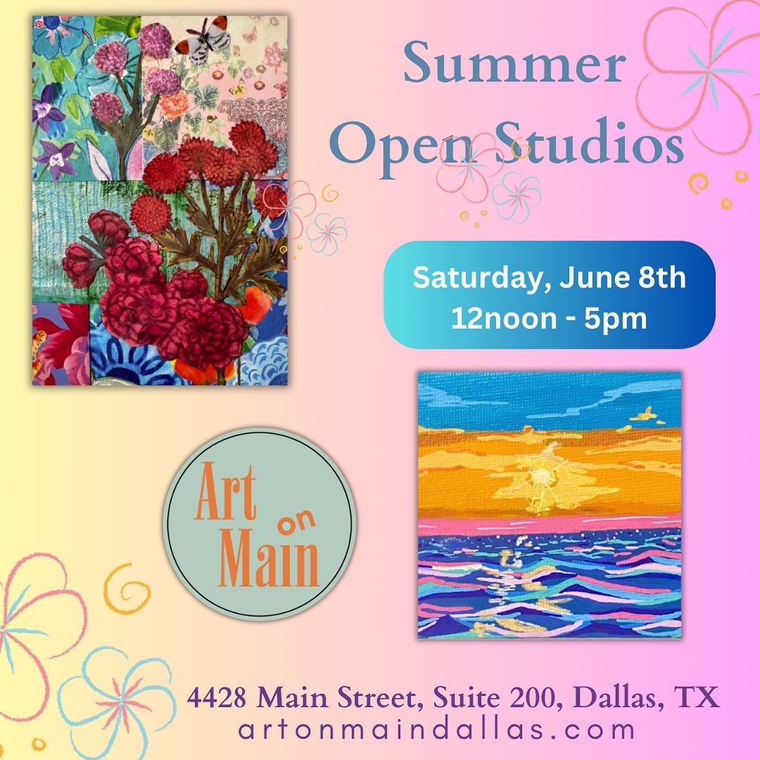 Save the date! ART ON MAIN SUMMER OPEN STUDIOS
Join Us Saturday, June 8th from noon to 5pm for our Summer Open Studios! 

Meet our artists, visit their studios, enjoy their beautiful art and take in our magical gallery space filled with art by local 