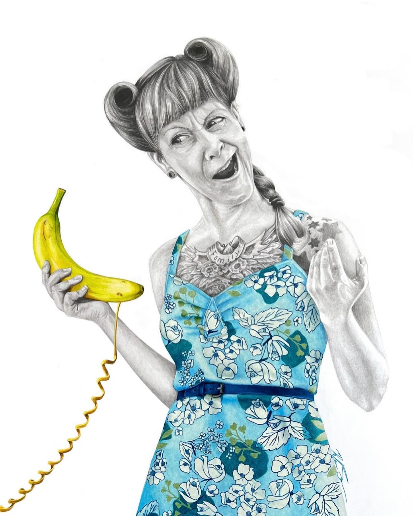We can&rsquo;t get enough of all the wonderful works in the Women in Art | A Joyful Journey exhibition! Like these two lovely ladies by artist Rebecca J. Jones
&ldquo;Bananas&rdquo;, graphite and colored pencil, 30x24in. 
Feminism as it is today in r