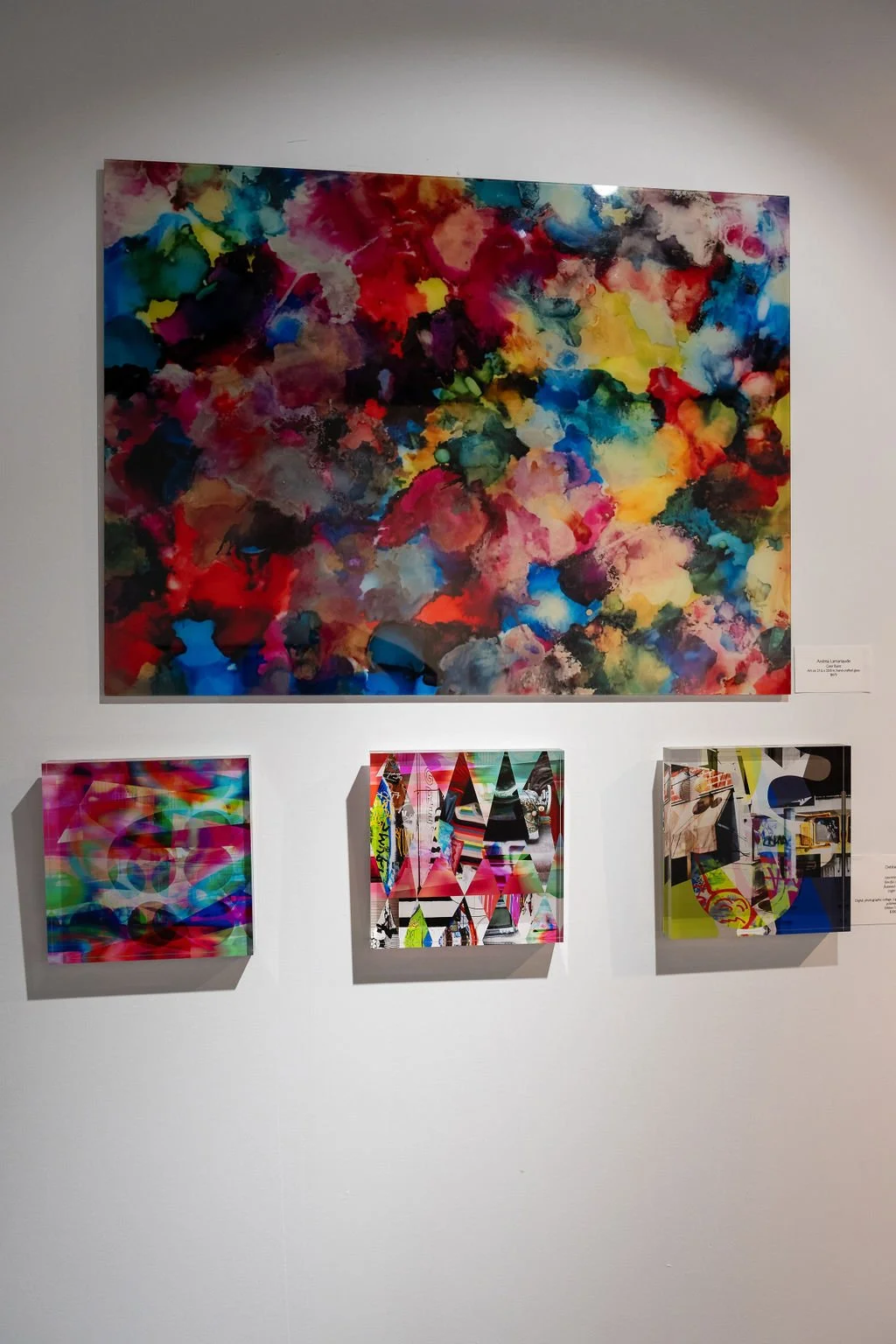 Work by artists Andrea Lamarsaude (top) and Debbie Klein (bottom three)