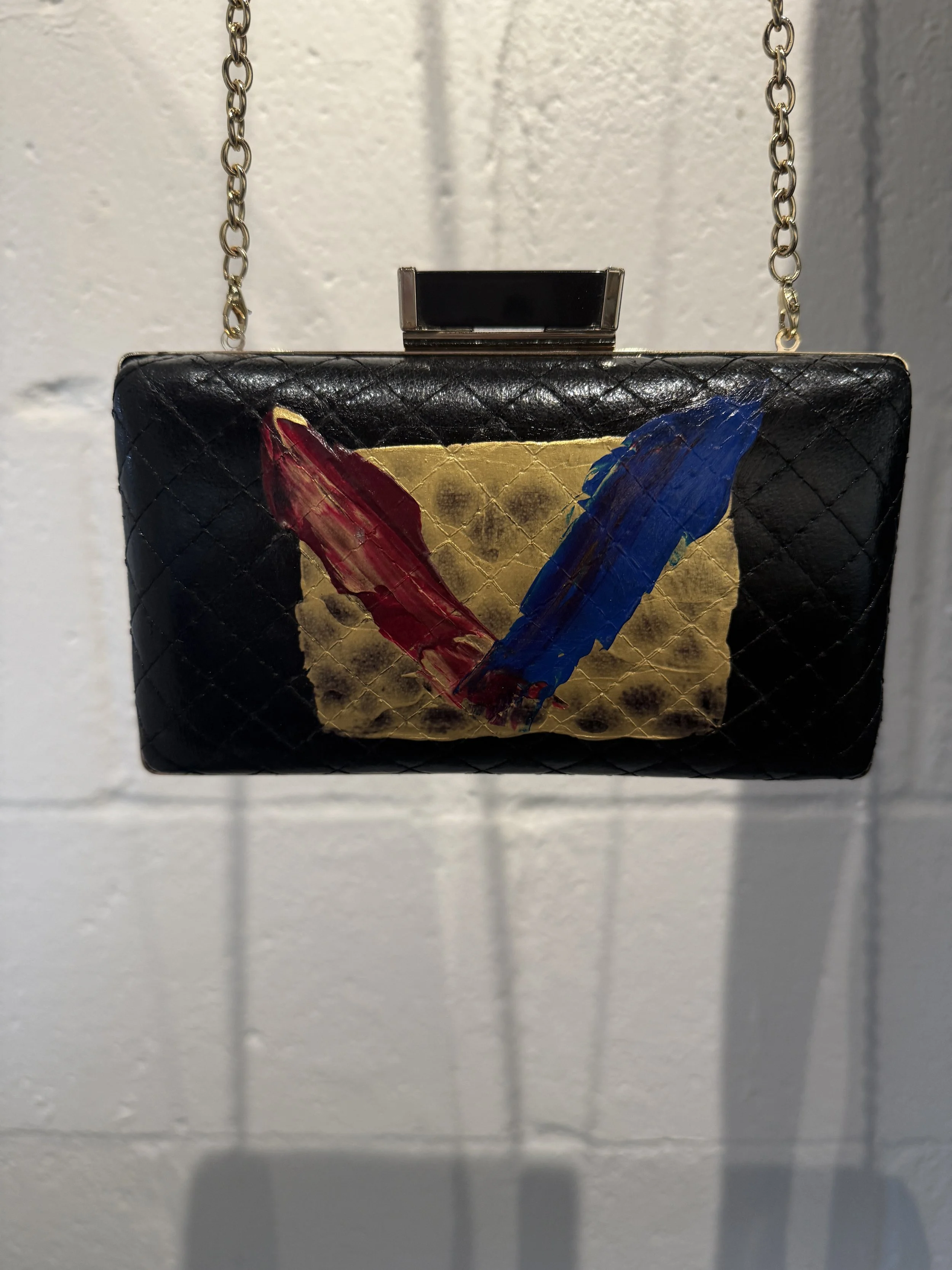 "Crosscurrents",  hand-painted evening clutch