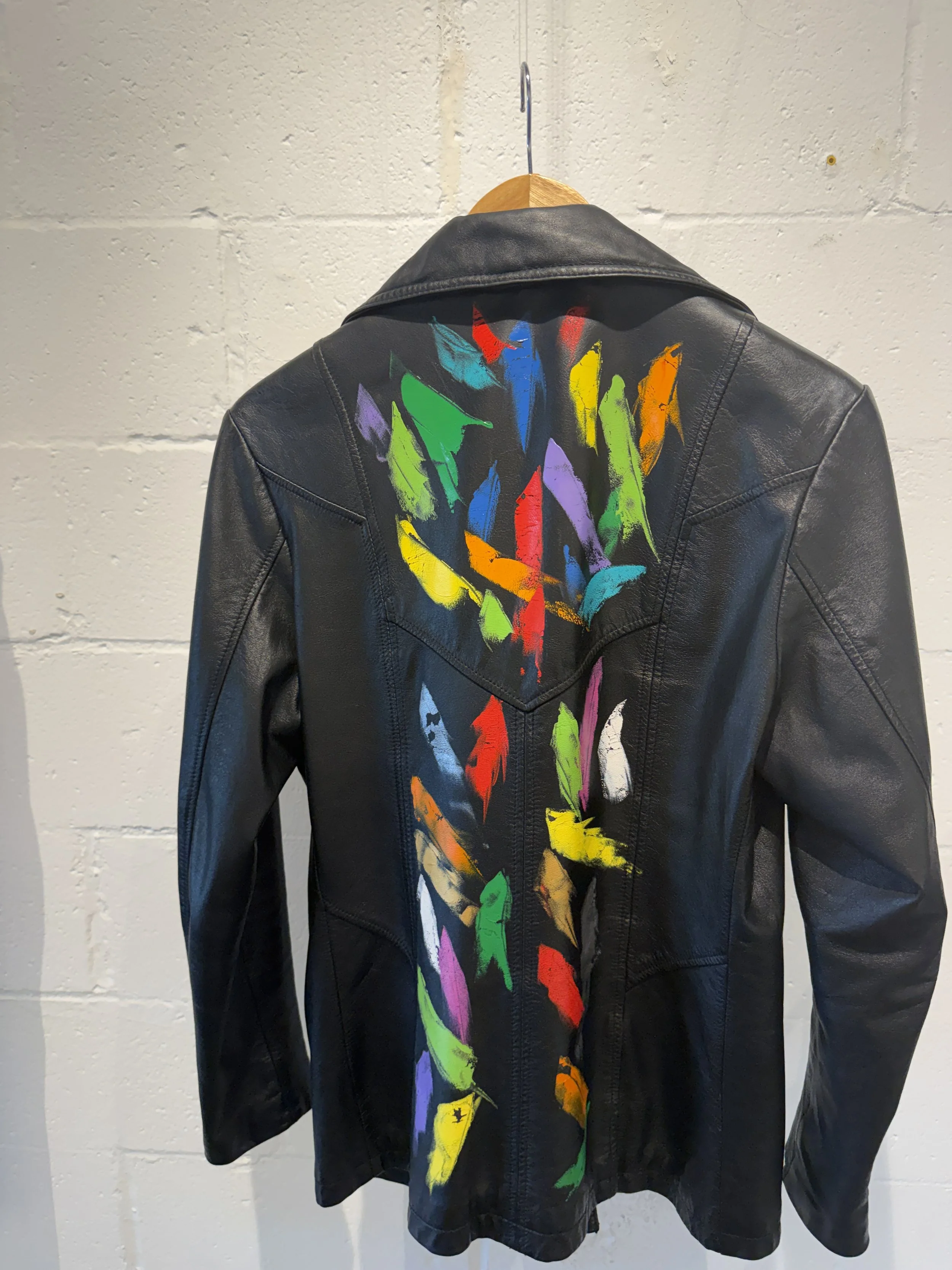 "Unapologetic," hand-painted, Leather Jacket (vintage Wilson Leather)