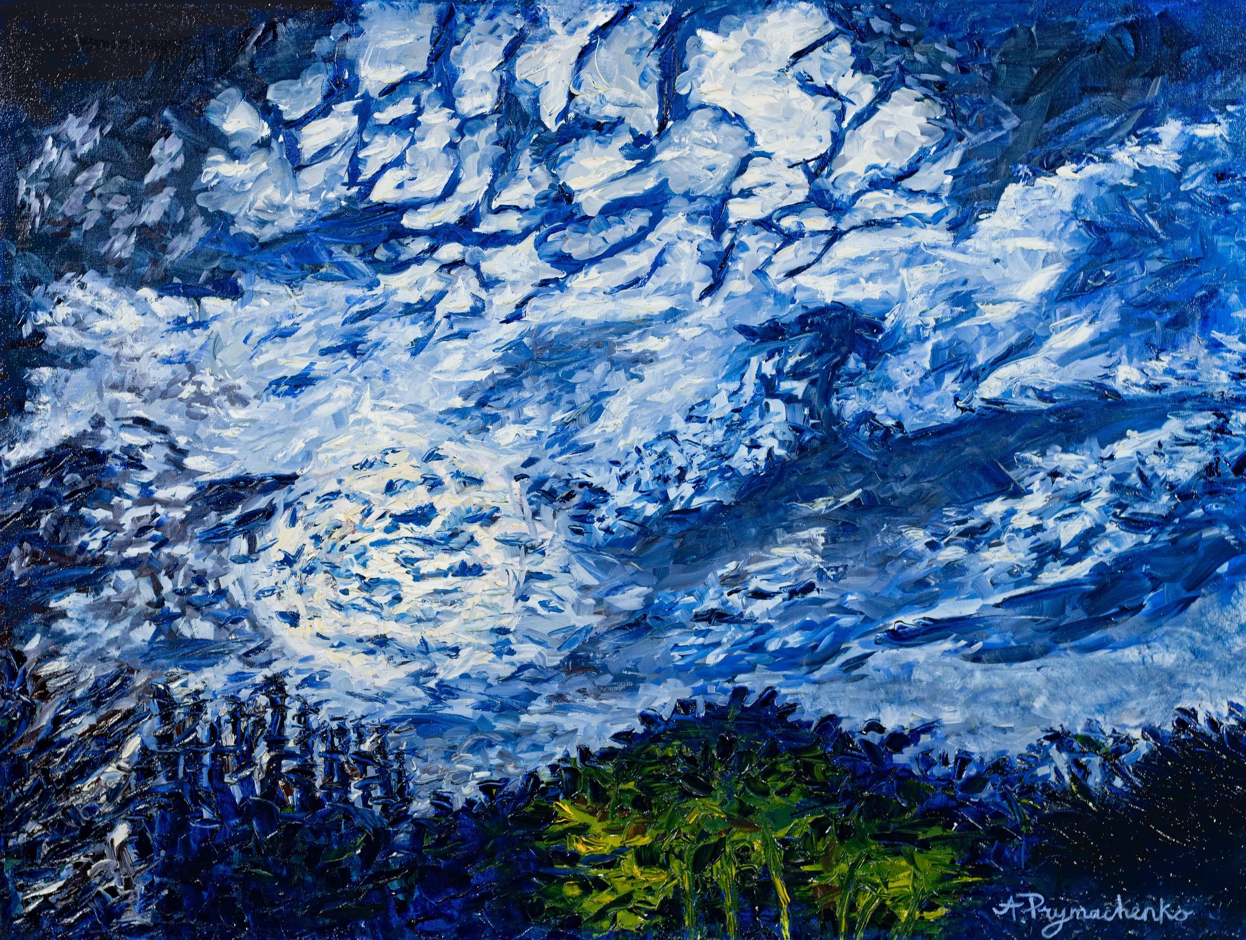 Moody Lunar Glow Over Brush