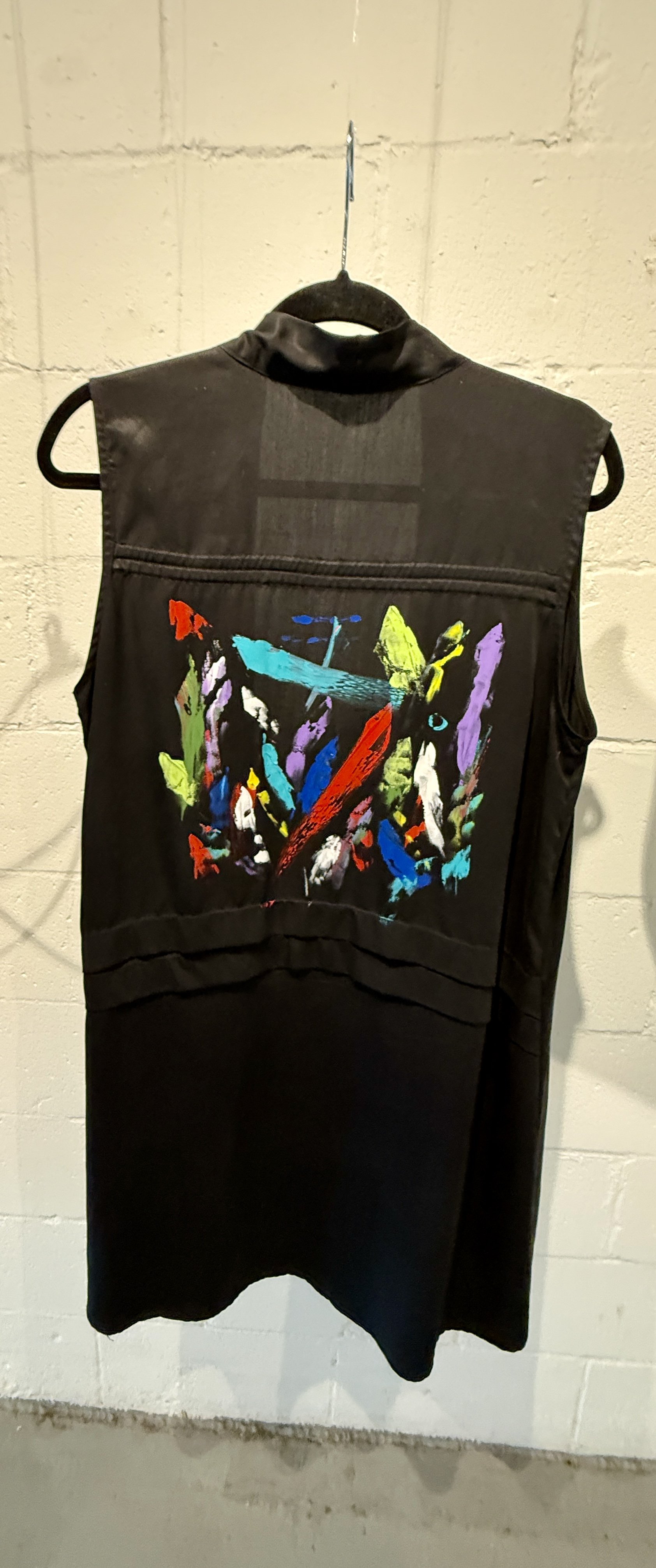 "Color Chorus," Hand-painted sleeveless draped waterfall vest