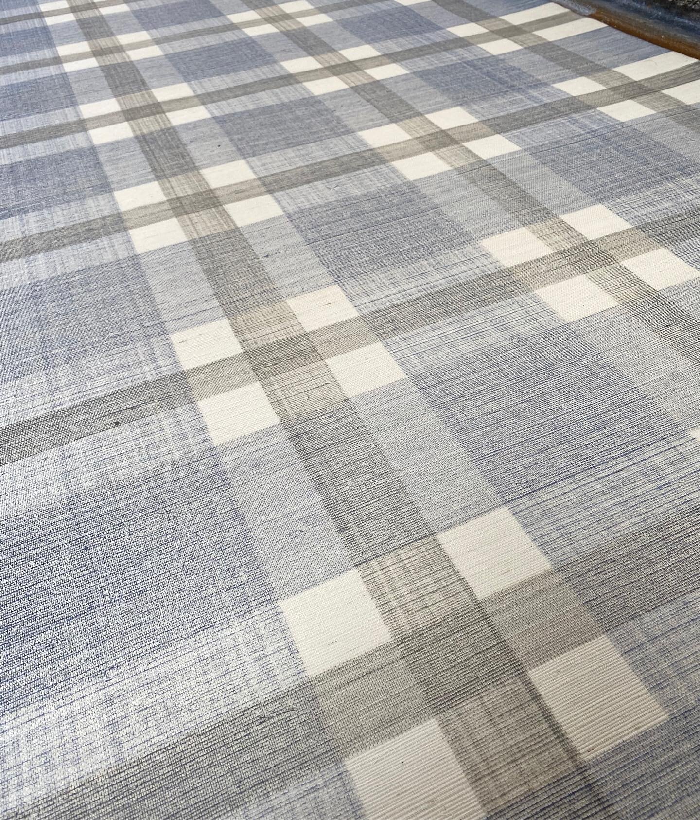 Our Tartan hand painted Grasscloth in color TR-2 Hampton. Custom is our specialty! #luxurywallpaper #handpaintedwallpaper #printed grasscloth #grasscloth #customwallpaper