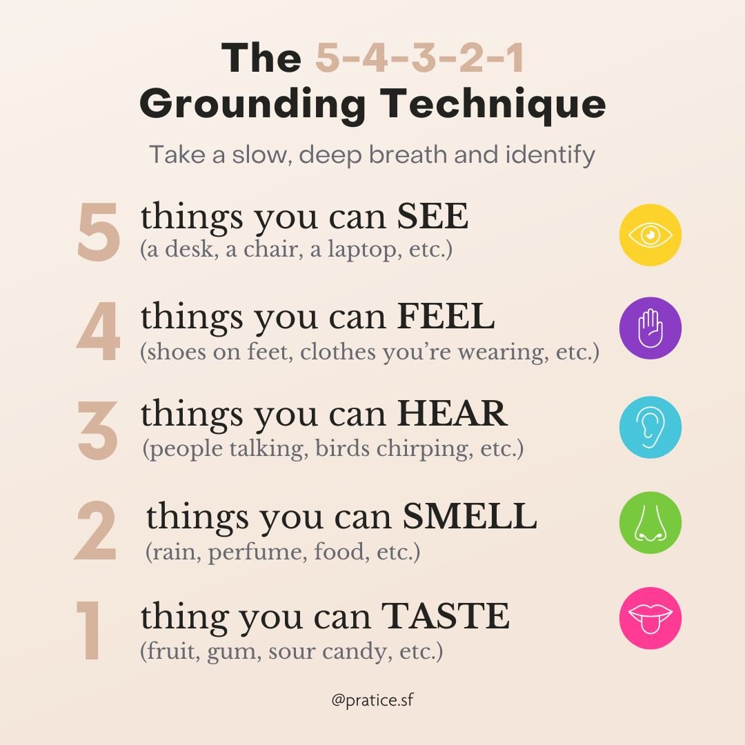 Are you feeling overwhelmed or stressed lately?🤯 If so, you can try a mindfulness grounding exercise called the 5 senses. This strategy can help you (and your kid!) become more present and aware of your surroundings. By focusing on your senses, such