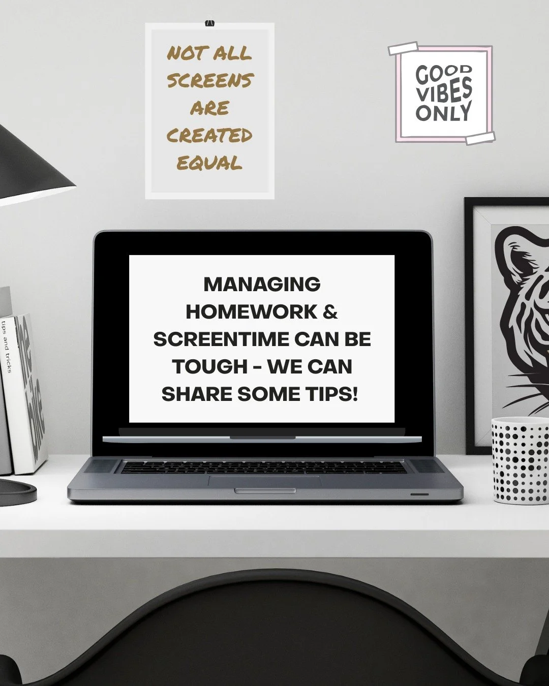 Managing homework and screentime; 
 
Not all screens are created equal! And therefore not all screentime is equal either 😂. Context matters, especially when it comes to technology.

With things like digital tools in the classroom and homework that n