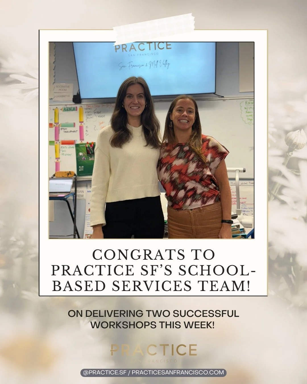 Practice SF's intrepid School-Based Services team, Molly McCobb, LCSW, Michaela Friedrich, LMFT, and Ella Kauffmann, APCC, delivered two successful school-based workshops this week! 

On Monday, Molly and Ella delivered a Teacher Professional Develop