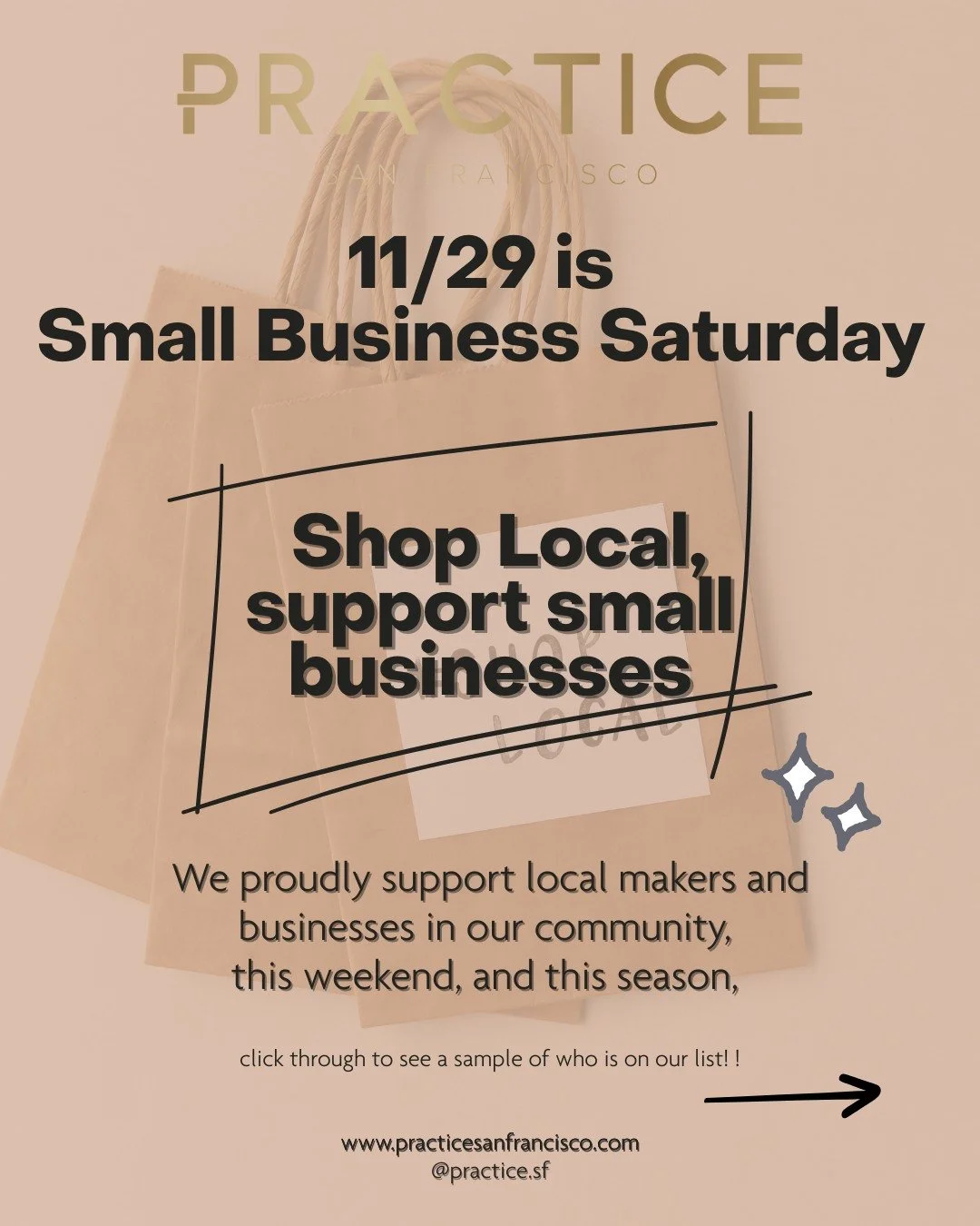 11/29 is Small Business Saturday! 
Shop local and support small businesses! 

Choosing to shop local benefits the whole commnunity. Small businesses are vital to local economies because a larger portion of the money spent with them stays in the commu