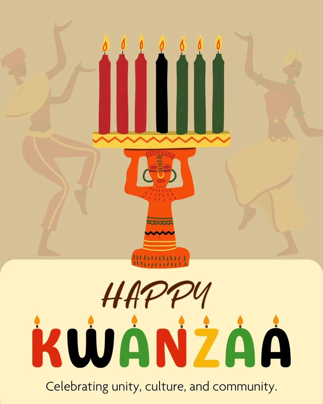 Happy Kwanzaa! 

Created by Dr. Maulana Karenga in 1966, Kwanzaa is a seven-day African American and Pan-African holiday that celebrates family, community, and culture, and takes place every year form December 26 to January 1. 

Kwanzaa has 7 core pr