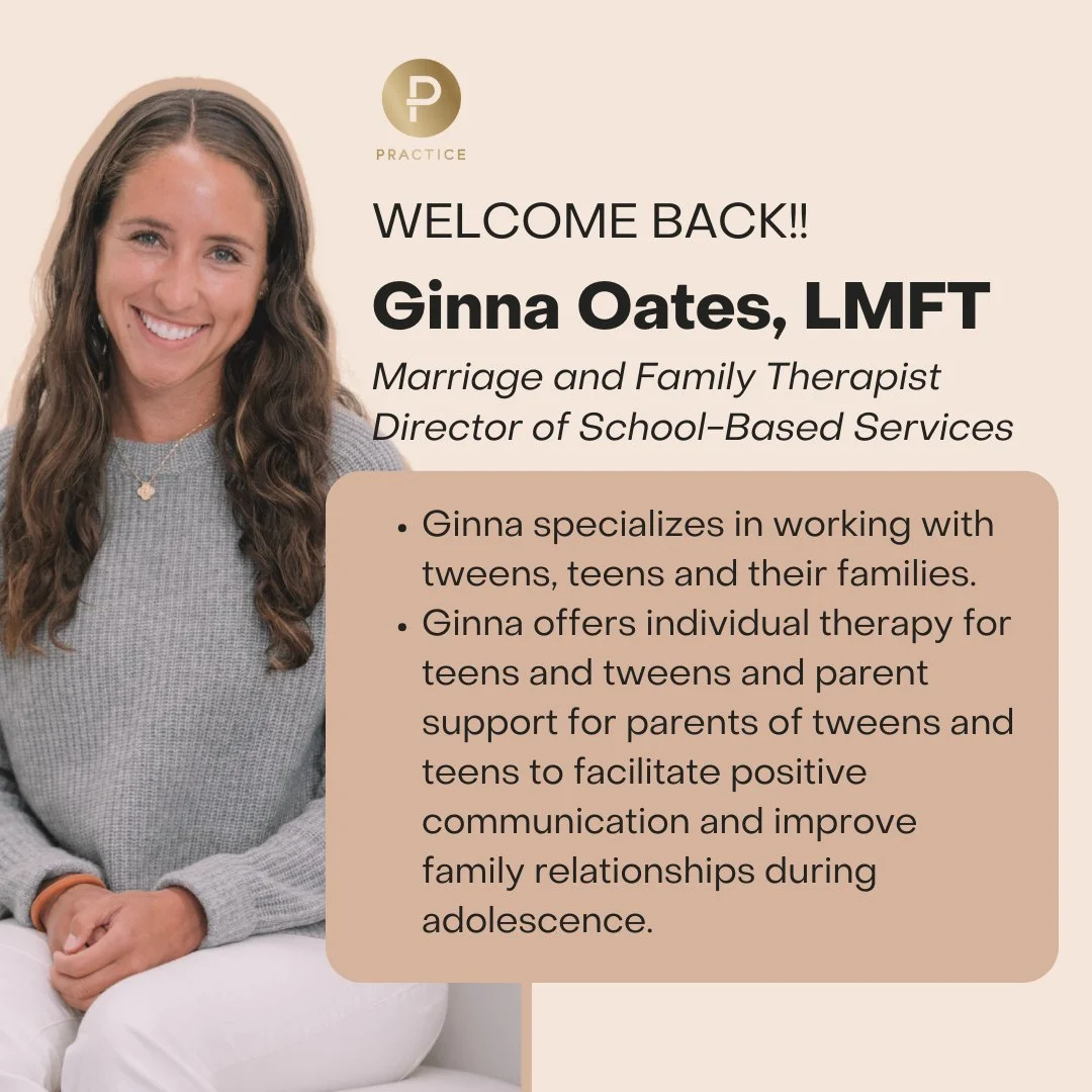 We are so excited to welcome back Ginna Oates, LMFT from her maternity leave!
If you have not already had the pleasure of meeting Ginna, here is a little re-intro ☀️:
Ginna has been with @practice.sf since 2020! She has extensive experience and speci