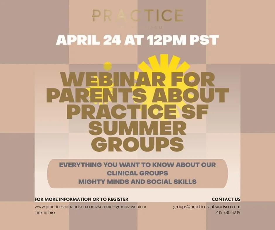 This Friday 4/24 at noon PST join our informational webinar and Q&amp;A about Practice SF's Summer Groups and find out everything you want to know about our signature summer programs; Mighty Minds and Social Skills! Link in bio!

 #summercampsforkids