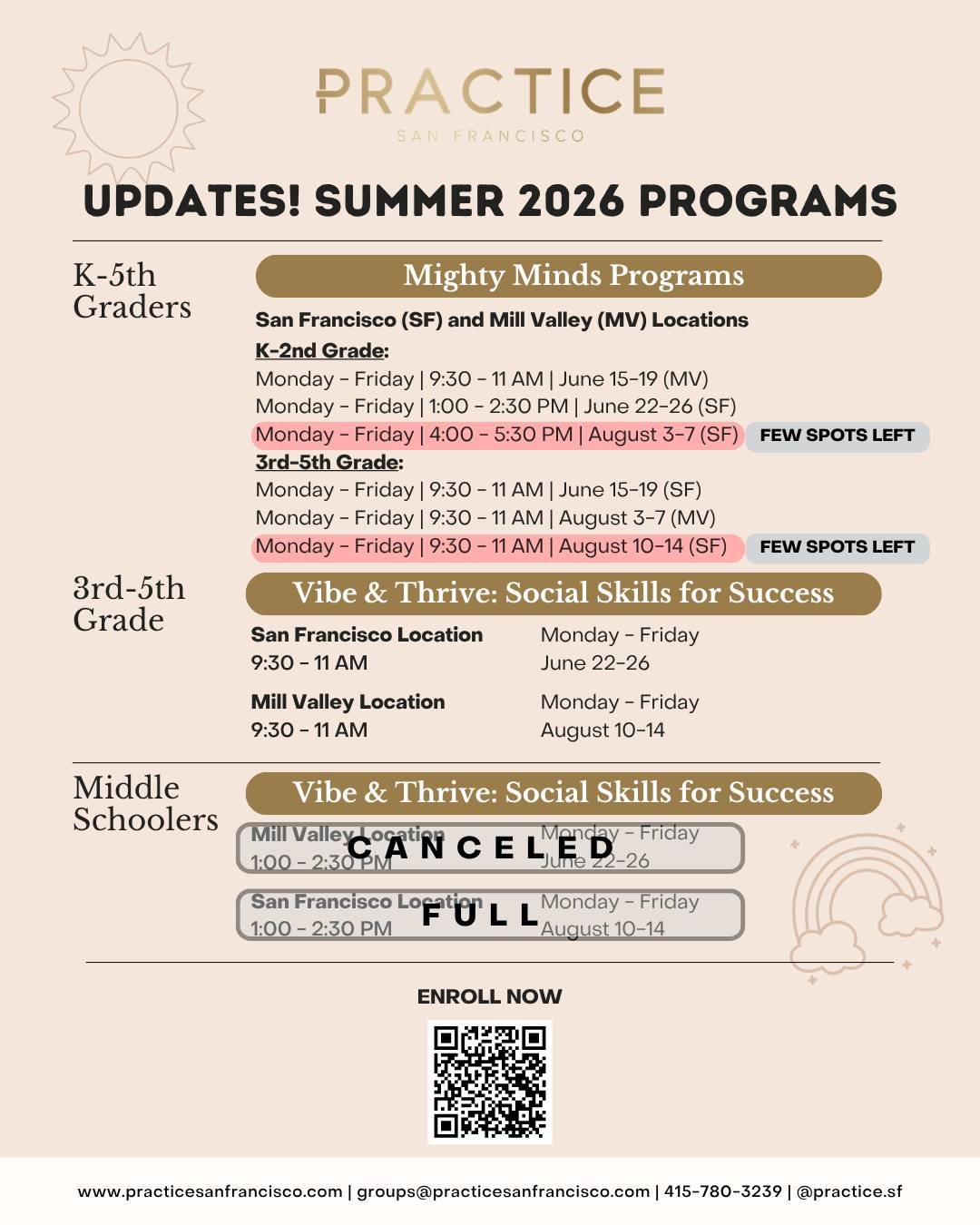 Just a few days left to register for June social emotional group programs at Practice SF! 
Use the QR code in our post or click the link in our bio to check out June groups and register your kid(s) today! 
If you're interested in a group that is curr