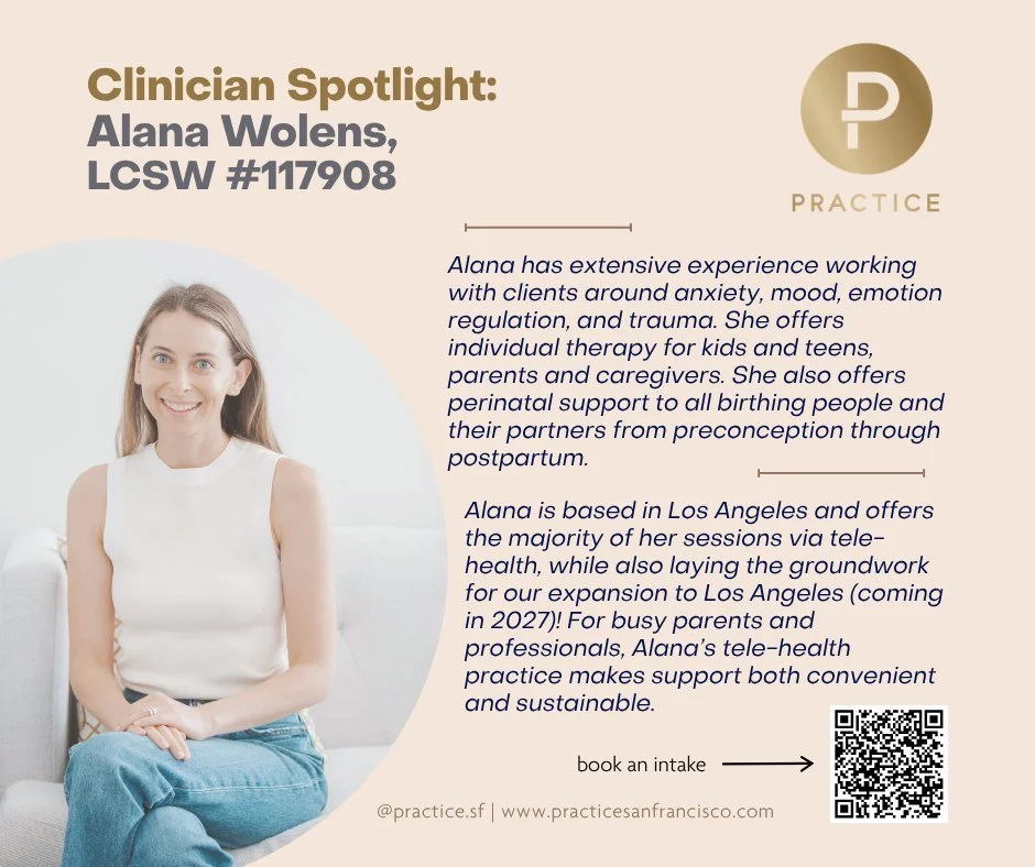 Meet Alana! 
Alana provides individual therapy for kids, teens, and parents, and has experience working with clients around anxiety, mood, emotion regulation, trauma, perinatal mental health, and more 🧠💛
Alana is based in Los Angeles - laying the g