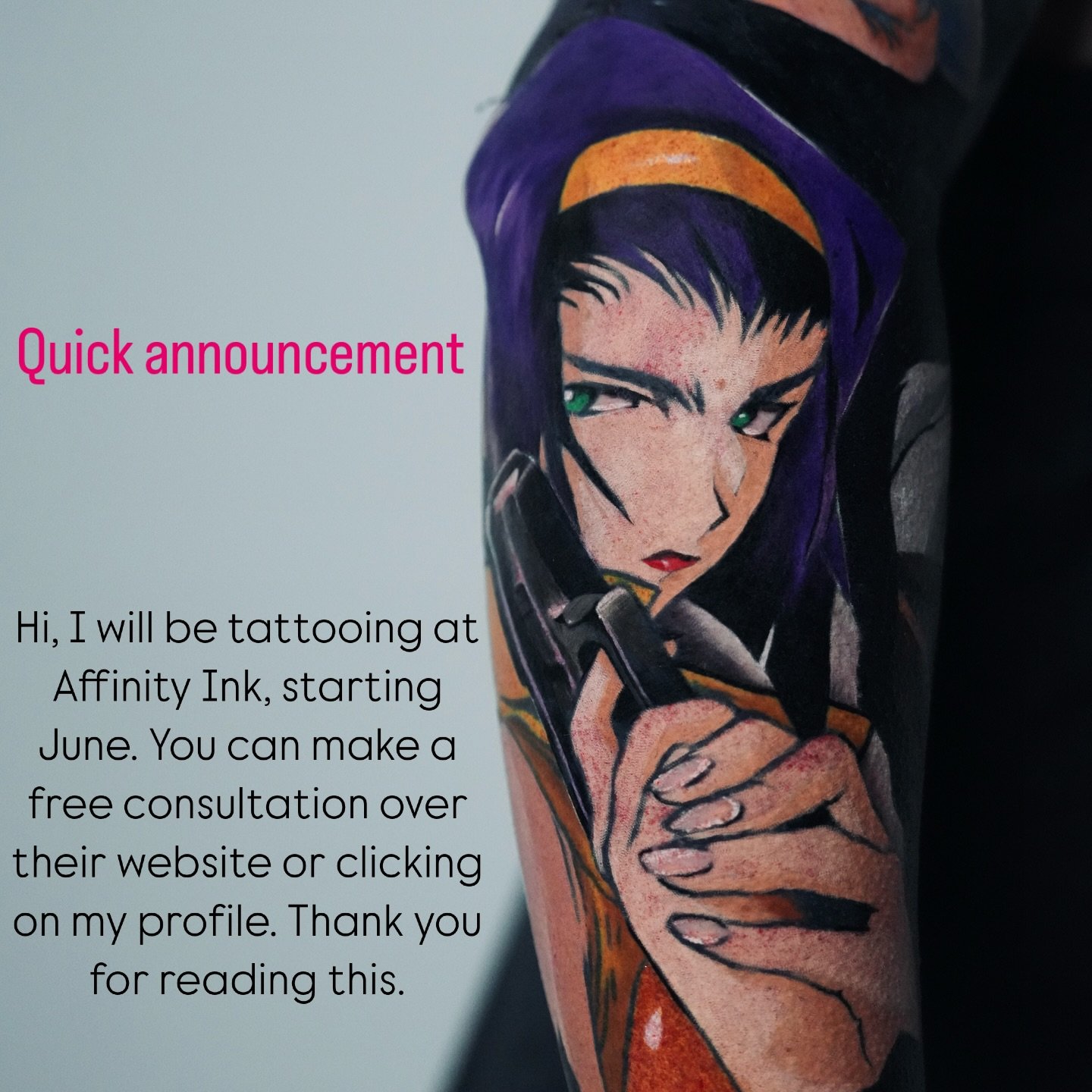 Hi, I will be tattooing at @affinity_ink  starting June.
You can make a free consultation over their website or clicking on my profile. Thank you for reading this.