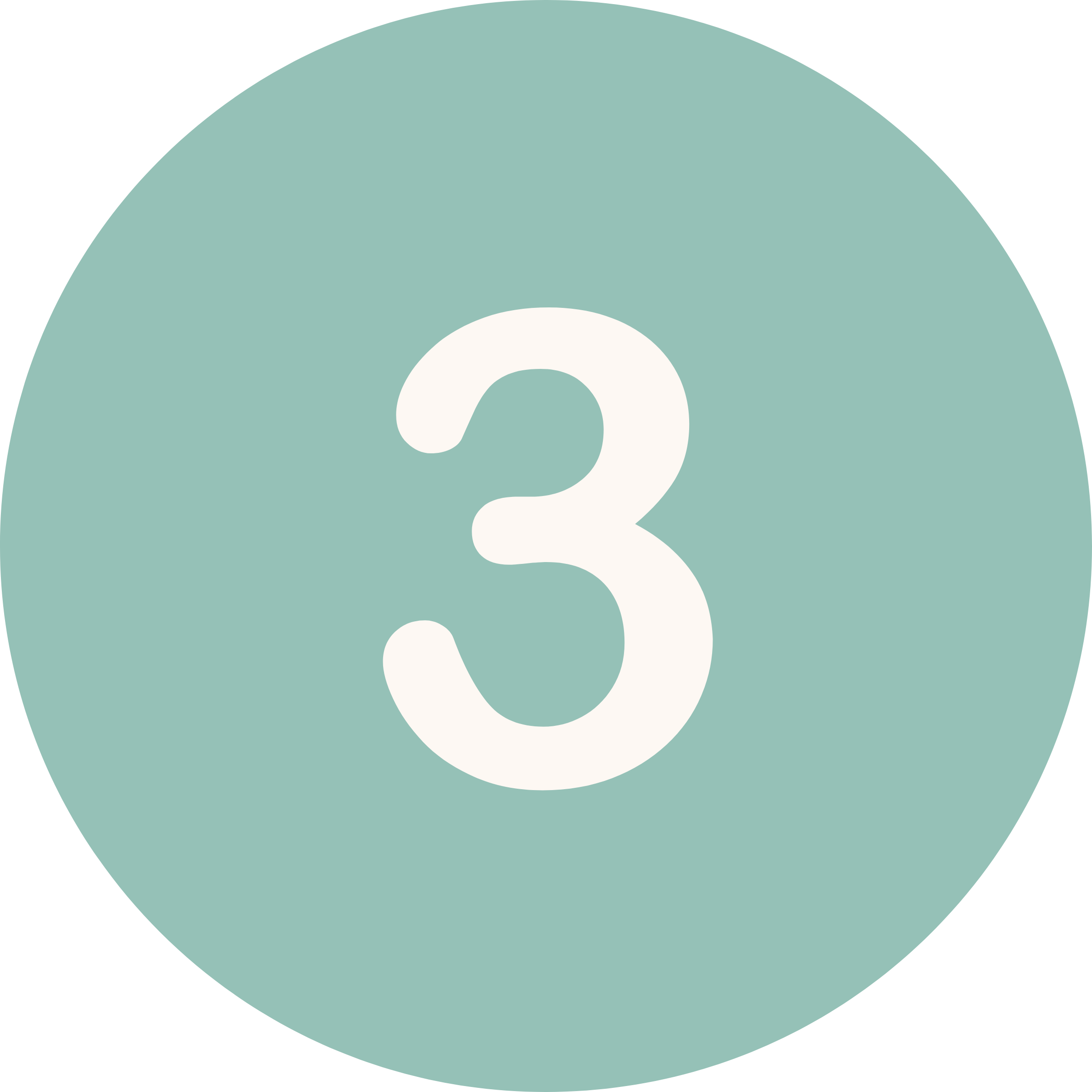 A light green circle with a large white number 3 in the center.