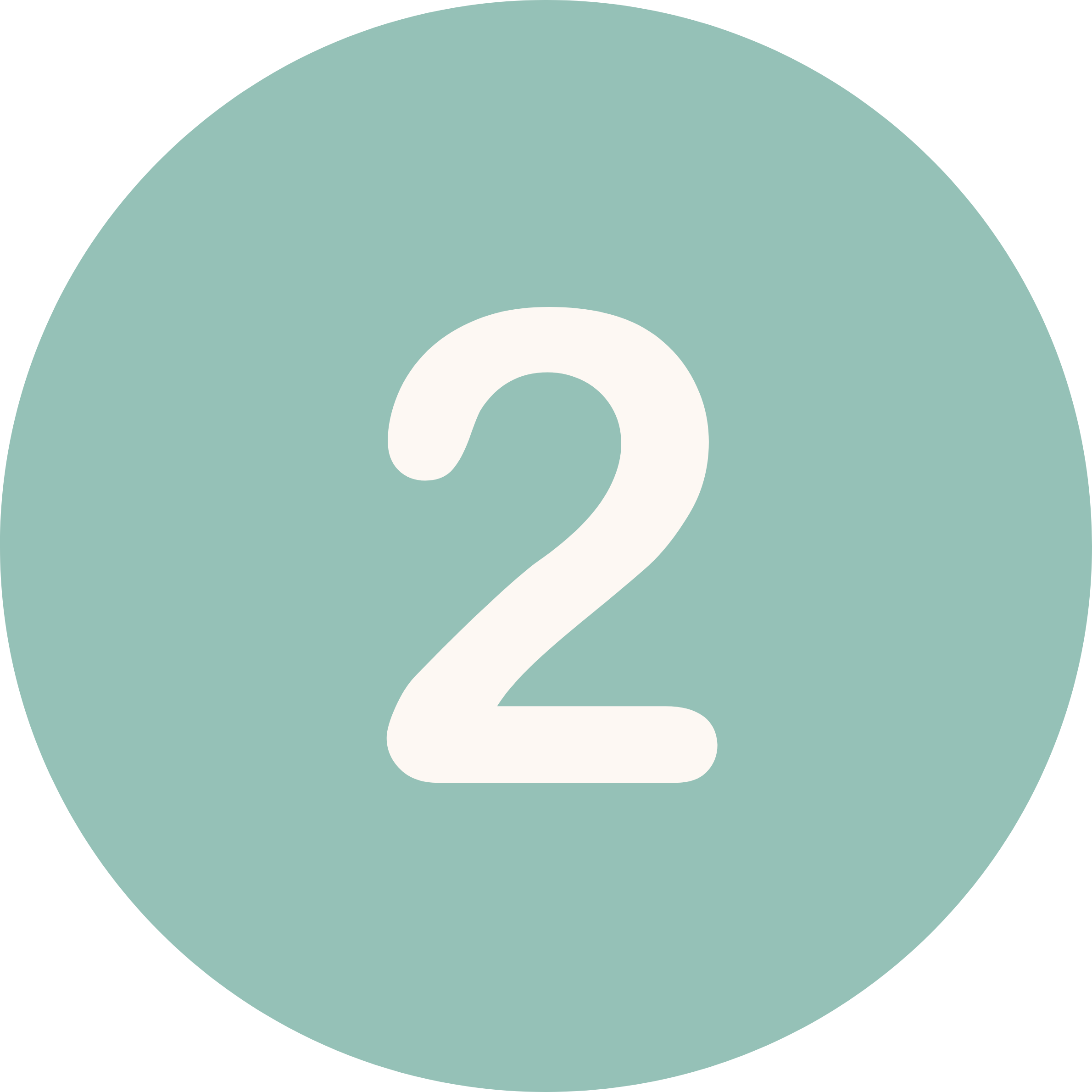 A large, light teal circle with a white number 2 in the center.