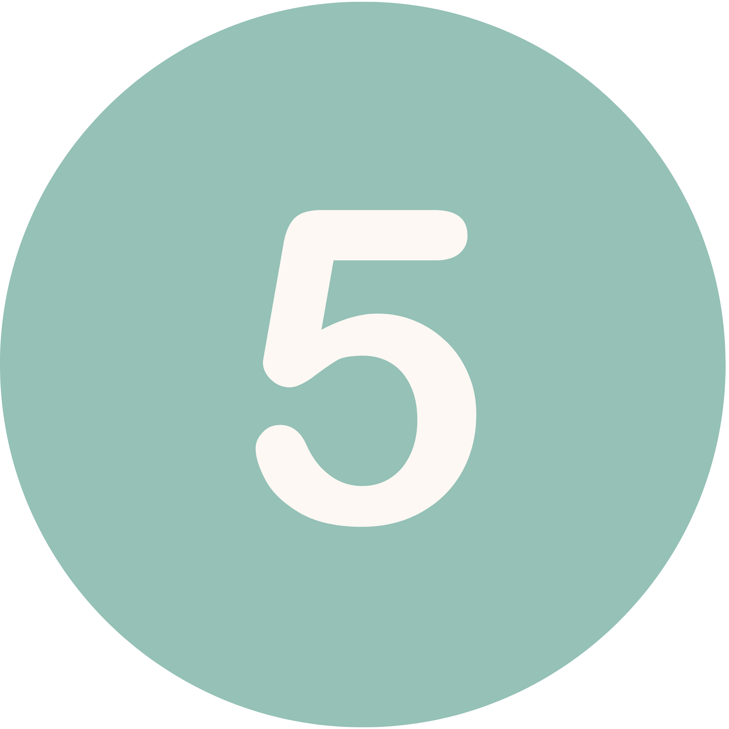 A number five inside a light blue circle.