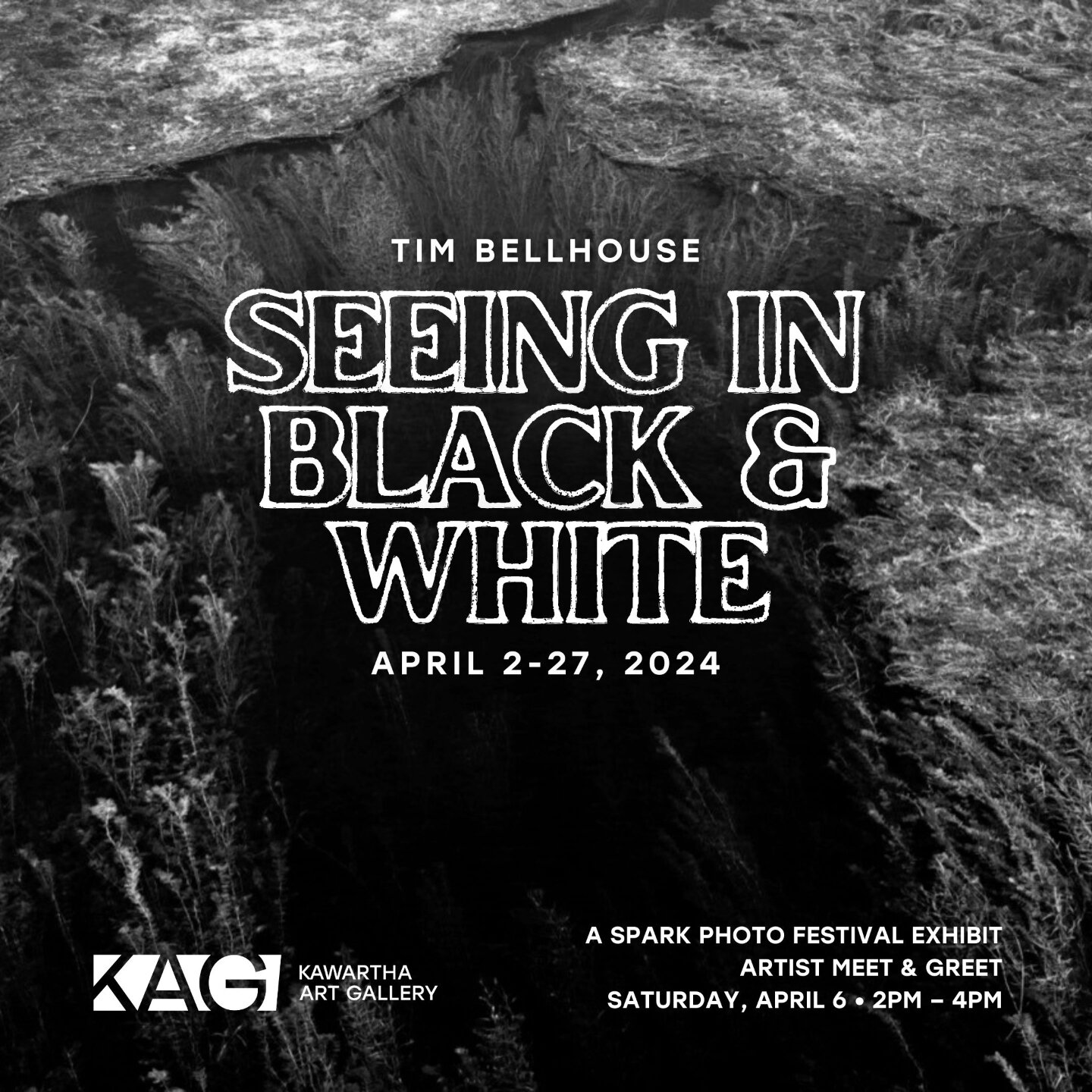 Come visit us next week for the opening of Tim Bellhouse's Seeing in Black &amp; White! ⚫️⚪️

This exhibit is part of SPARK Photo Festival, which runs for the whole month of April across the Kawartha Lakes, Peterborough and Northumberland.

You can r