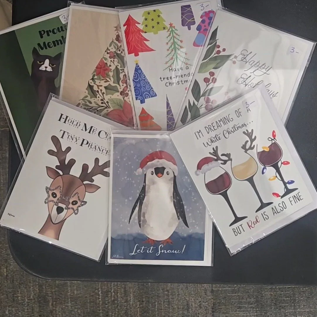 ✨ Greeting Cards from Sweet Obsession / Burns Bulk Food now in our Gift Shop! ✉️@burnsbulkfood 

Looking for the perfect holiday card? 🎄 Come browse our full selection! Each card is $3 and helps support local businesses!

This is just a small sampli