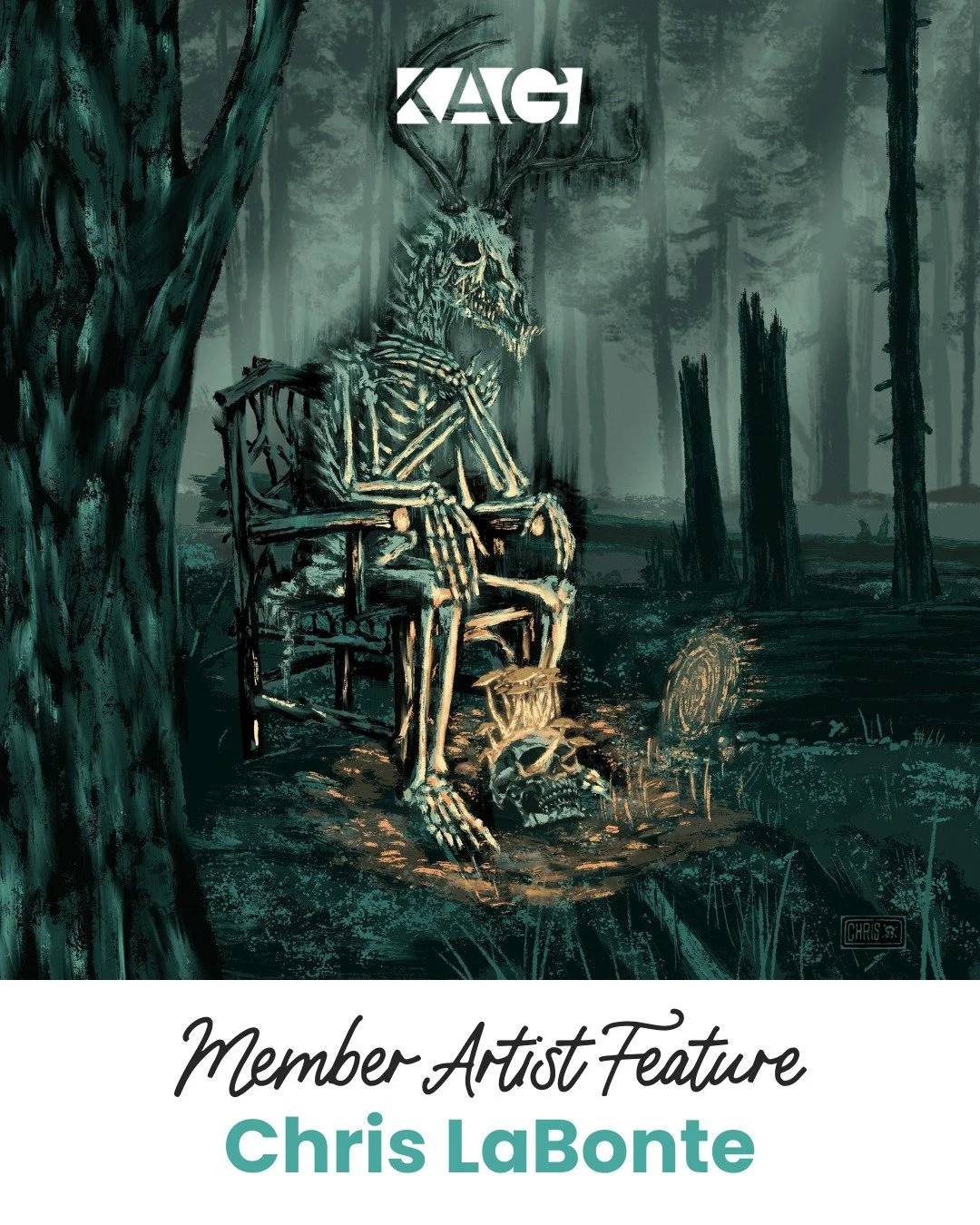 Member Artist Feature: Chris LaBonte! 🎨

"I lean toward the macabre and folkloric side of art. My work has been referred to as 'luminous dark art with a pop twist' as I cannot help bringing to bear my experience in working in popular culture. I