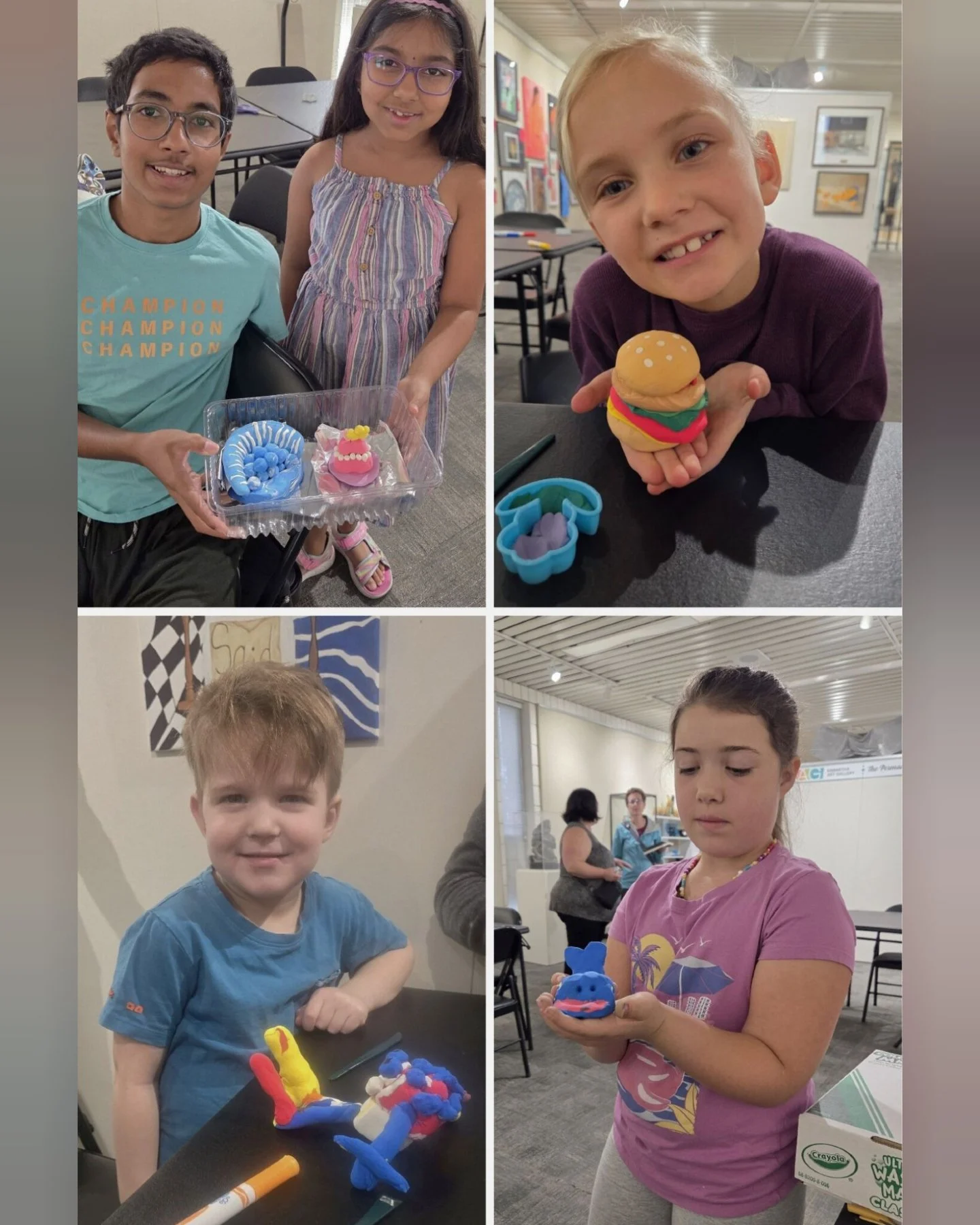 🌀 Today&rsquo;s the day to get a little CRAZY CREATIVE!
🎨 Check out the fantastic creations our young artists brought to life, and those proud smiles! 

🌀 Crazy Creative is happening today from 11:00 AM&ndash;12:30 PM at Kawartha Art Gallery! 
🎨 