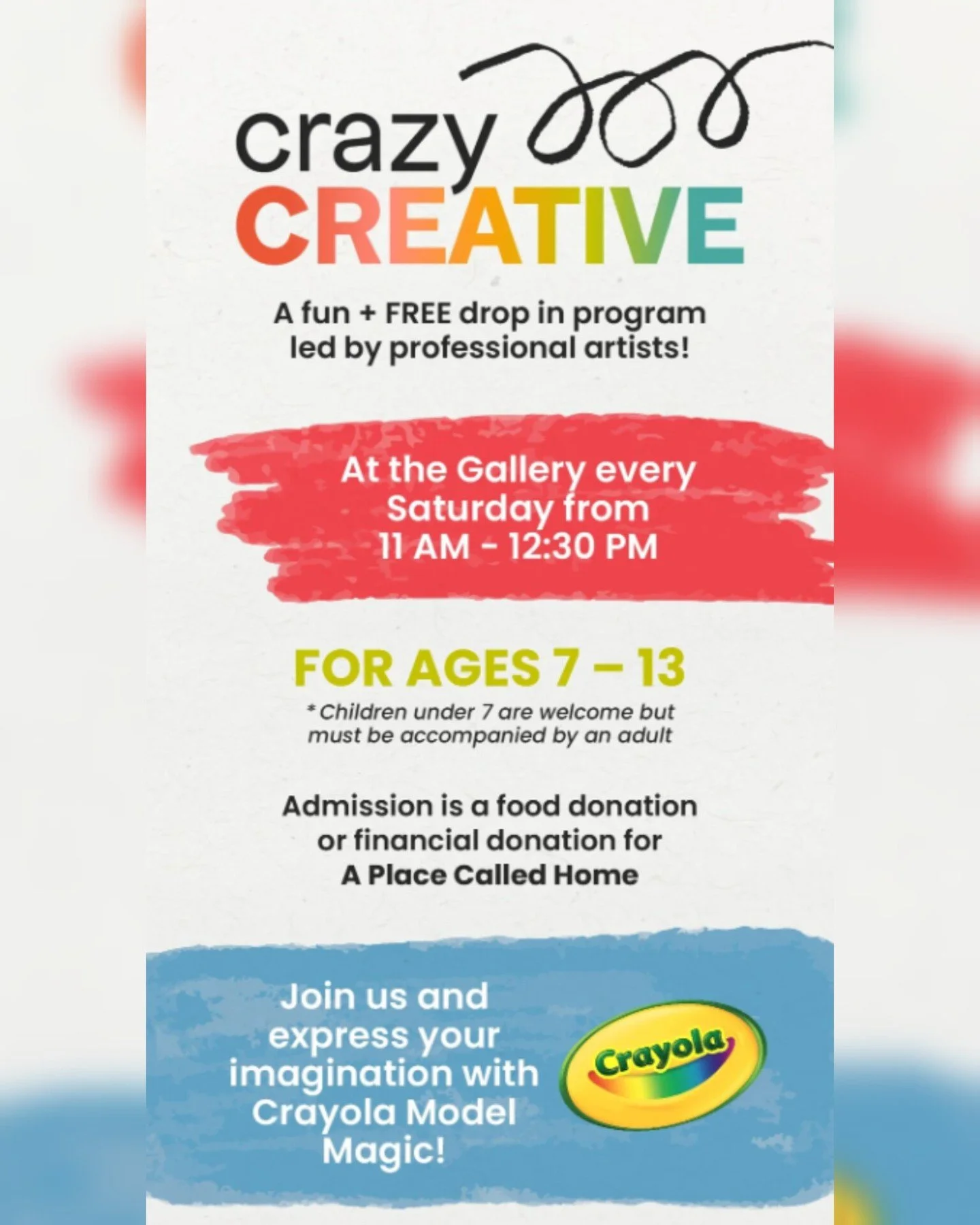🎨✨ Get Ready to Get Crazy Creative! ✨🎨

Come squish, mold, and sculpt with Crayola Model Magic - your imagination is the only limit!

🧑&zwj;🧒 This program is for kids aged 7 to 13 years old. Children under 7 MUST be accompanied by an adult.
📅 Wh
