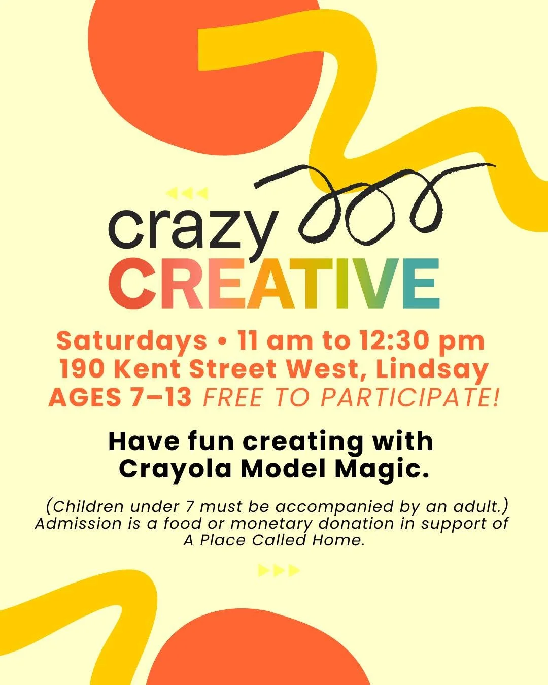 🎨✨ Get Ready to Get Crazy Creative! ✨🎨

Come squish, mold, and sculpt with Crayola Model Magic - your imagination is the only limit!

🧑&zwj;🧒 This program is for kids aged 7 to 13 years old. Children under 7 MUST be accompanied by an adult.
📅 Wh