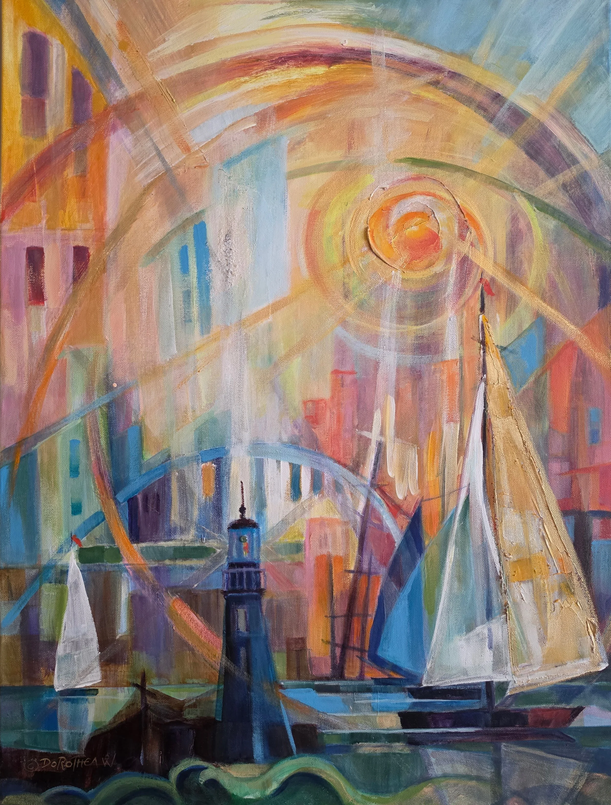 Title: Come Sail with Me, Medium: Acrylic, Date: 2011, Notes: Boats and lighthouse 