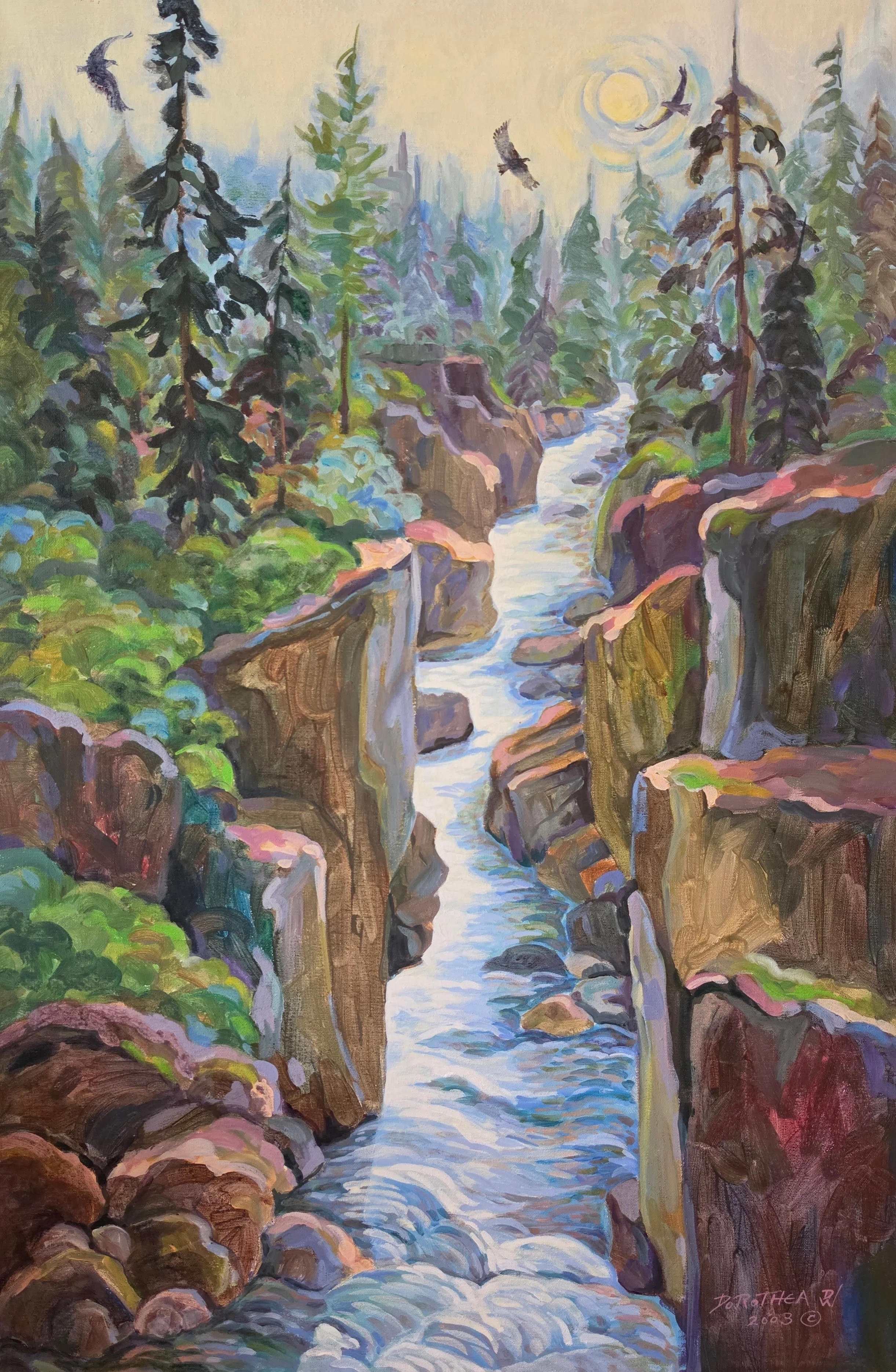  Title: Go Where the Eagles Soar, Medium: Acrylic, Date: 2008, Notes: Crow River near Apsley Ontario 