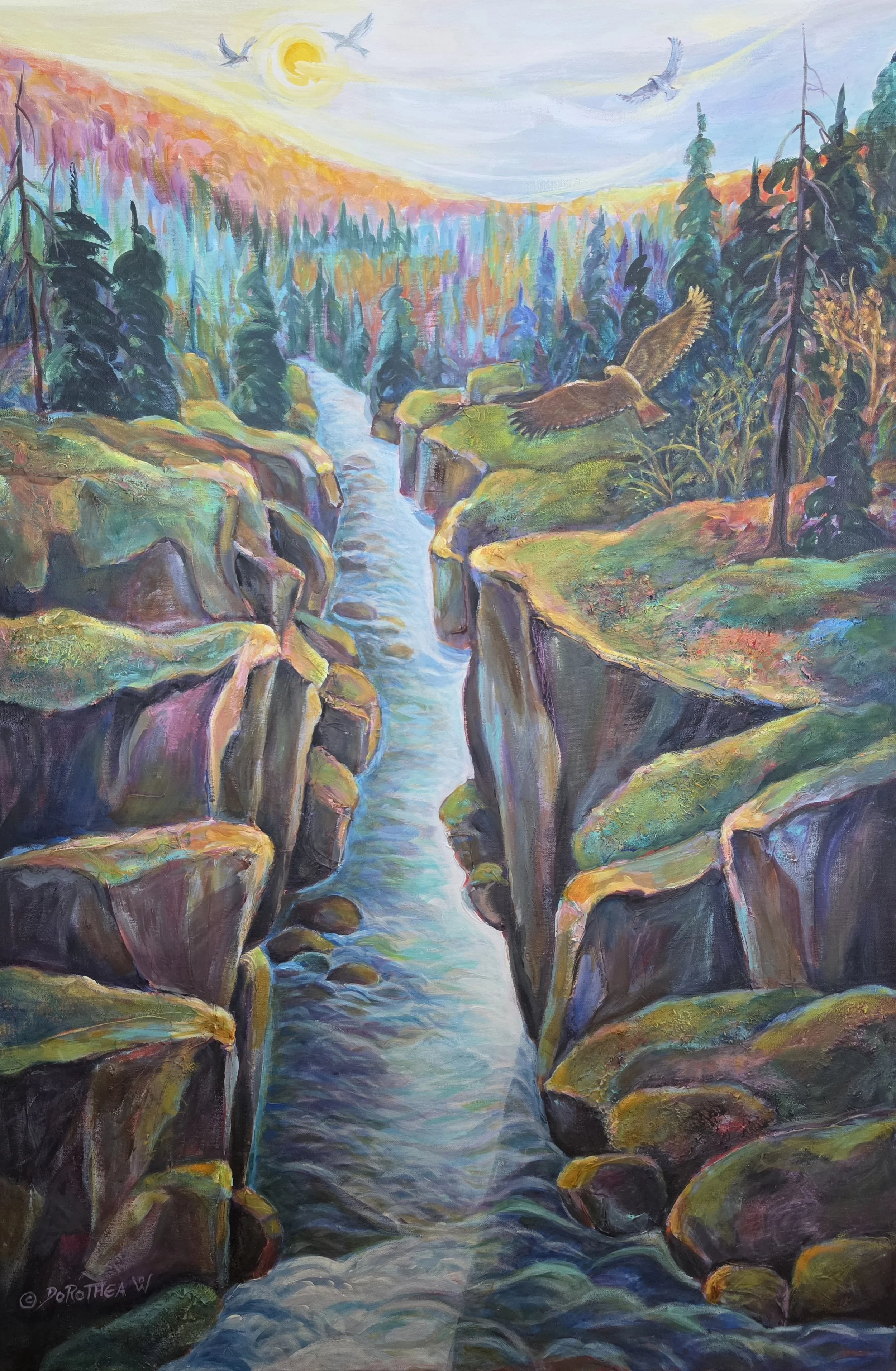  Title: The Gut, Medium: Acrylic, Date: 2008, Notes: Crow River, Apsley ON. (fall scene at conservation area) 