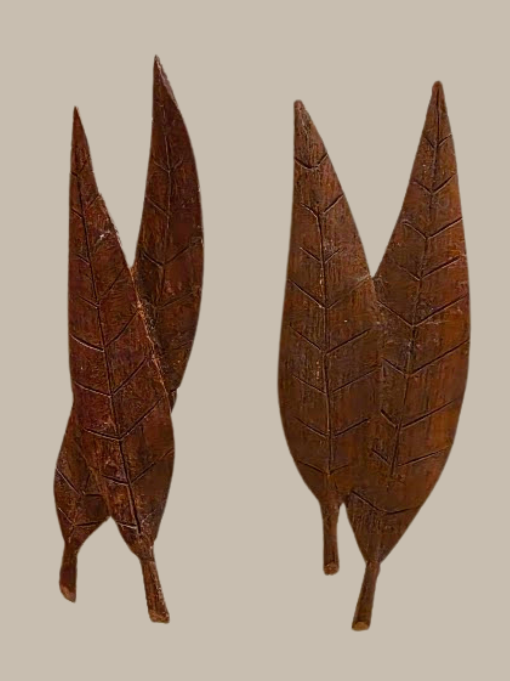  Title: Untitled, Medium: Black Walnut, Description: A set of willow leaf brooches, handcrafted by Grant MacArthur 