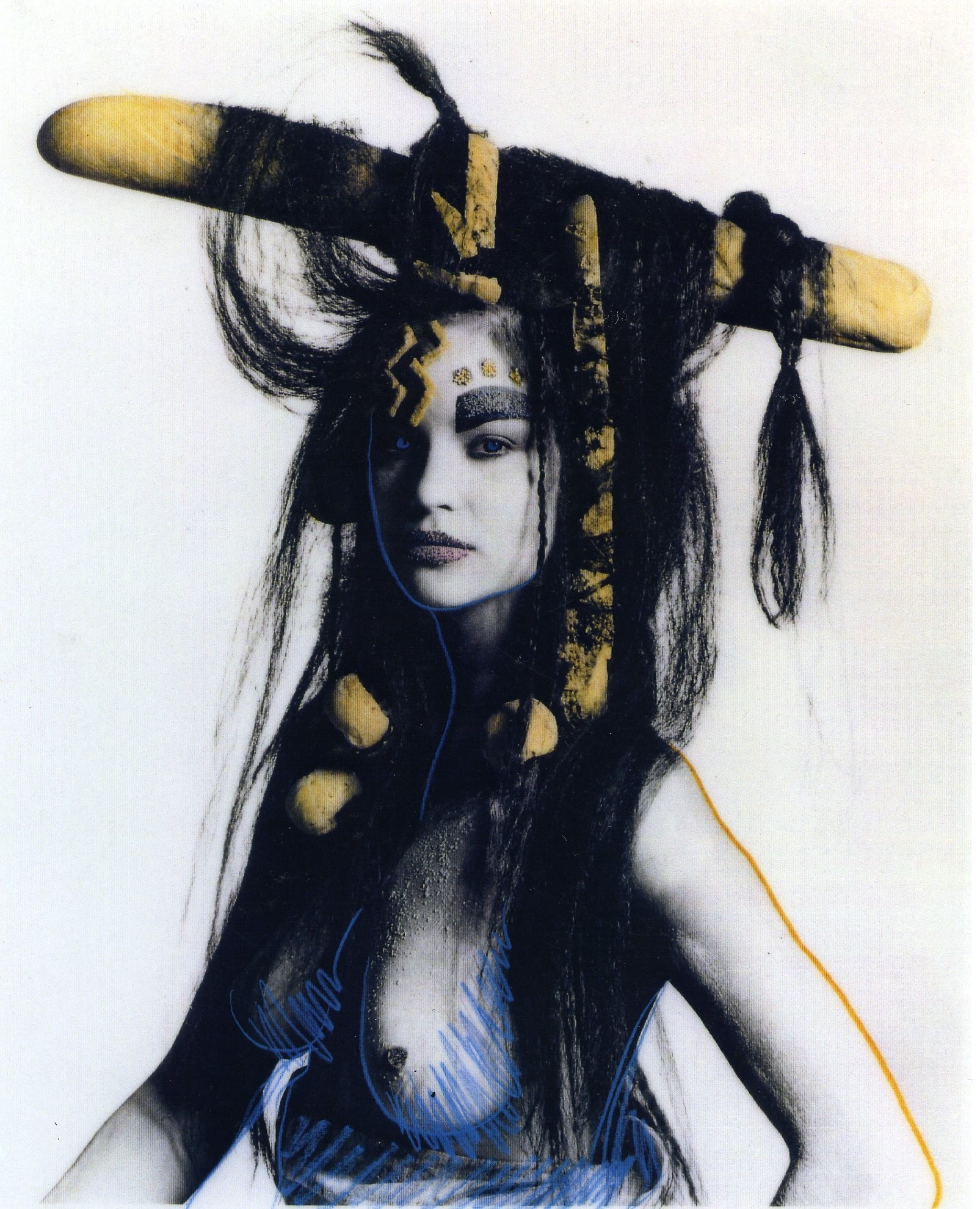 Breadhead, Hand painted black and white photograph, 1980s