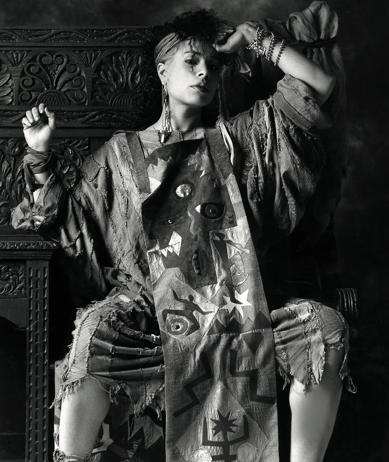 Molly Johnson, Black and white photography, 1980s — Portrait of singer/songwriter Molly Johnson