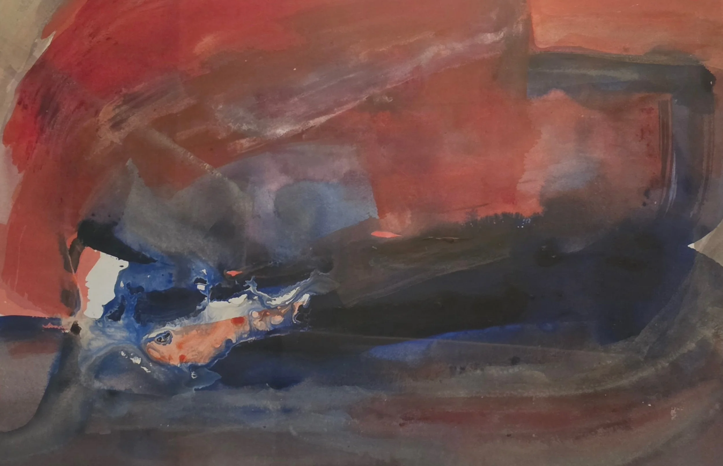 Title: Red Sky, Medium: Acrylic on watercolour paper, Date: 1997, Description: Red abstract.