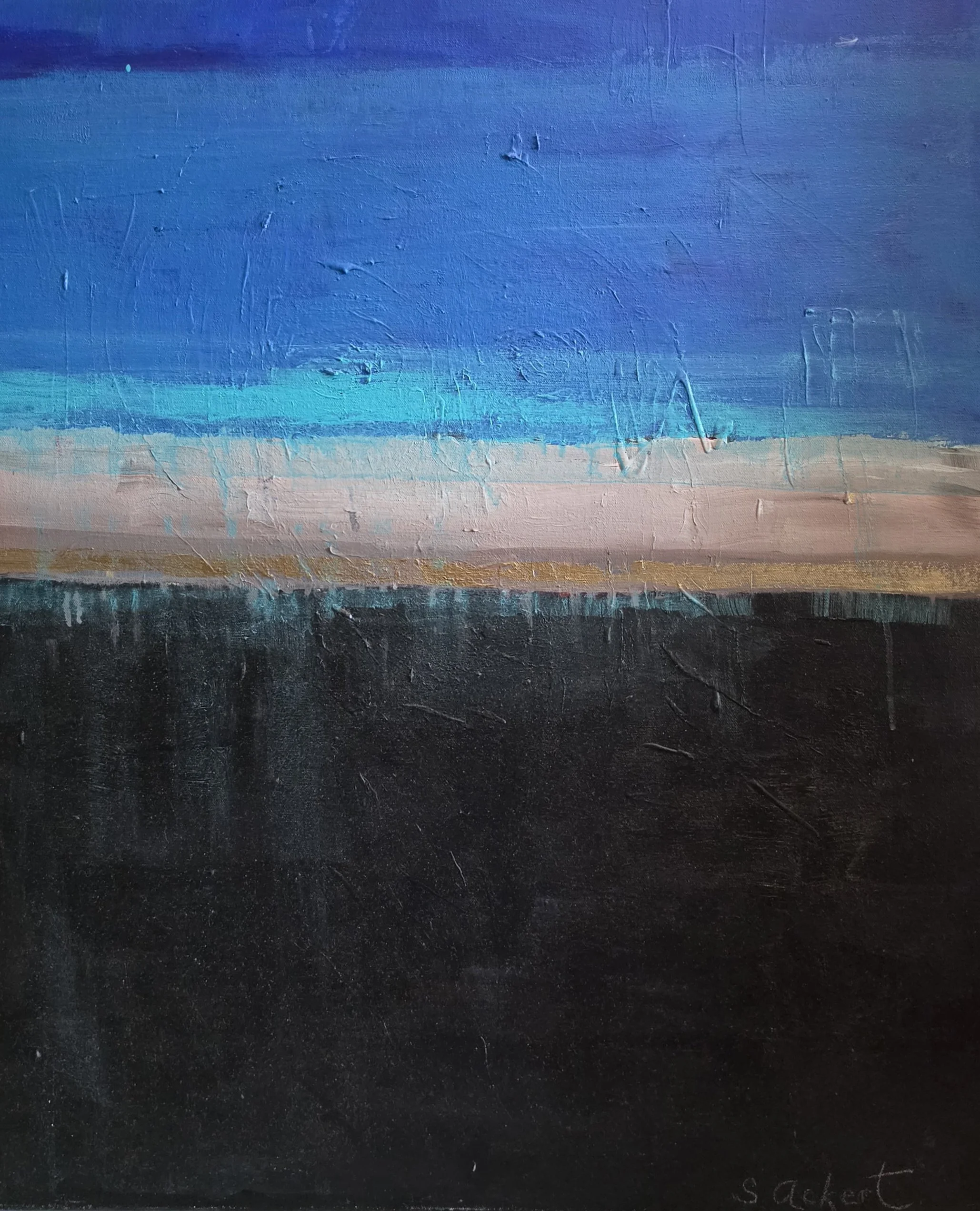 Title: Beyond Blue, Medium: Acrylic on canvas, Date: 1997, Description: Strata series.