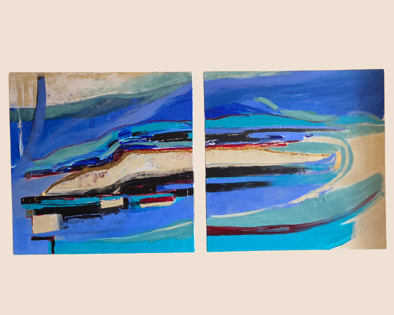 Title: The Emerald Isle, Medium: Acrylic on canvas, Date: 2025, Description: Diptych.