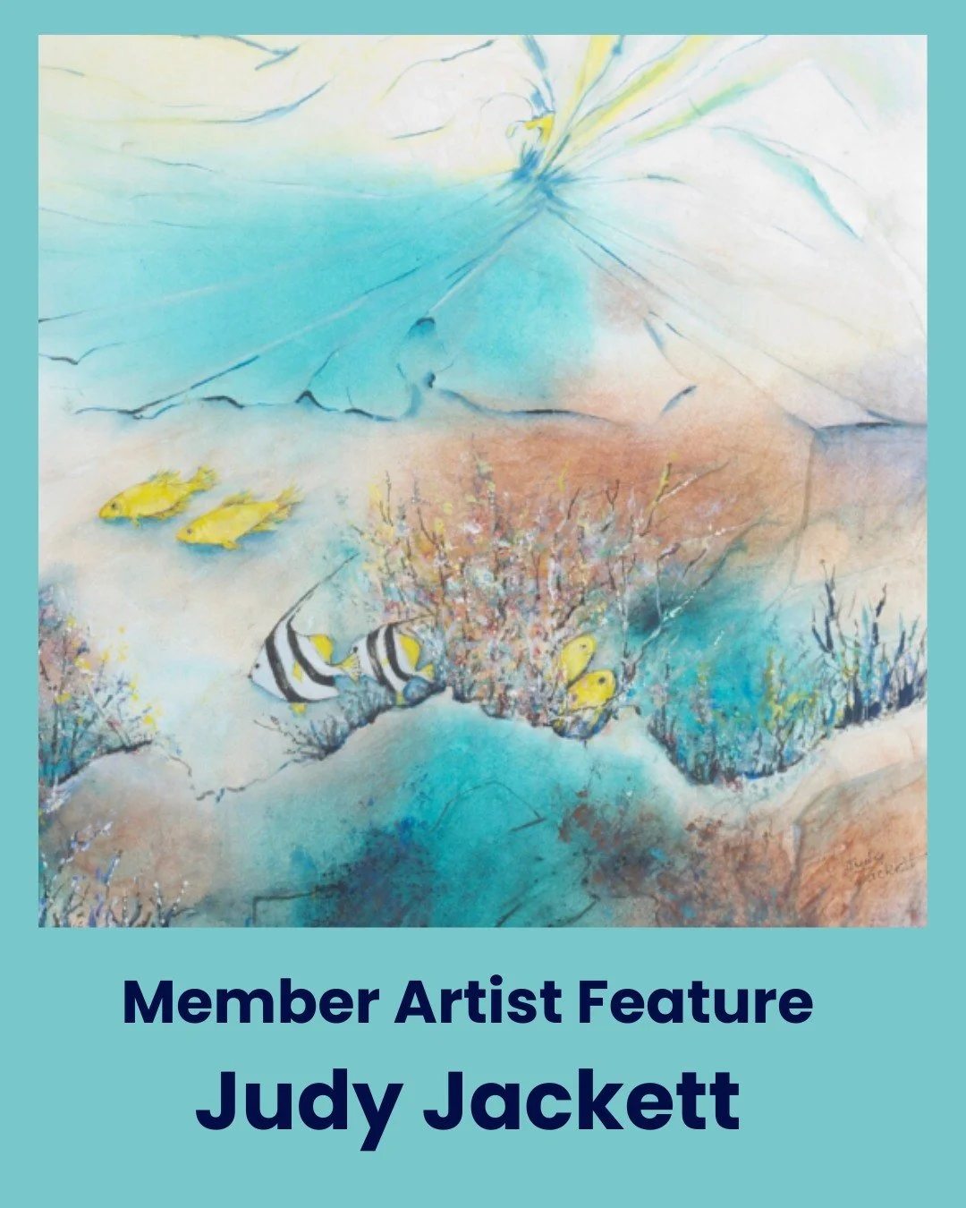 Member Artist Feature 🎨
Judy Jackett, Painter 

Judy's art is a journey beginning with colour developing to an emerging subject. Each piece is influenced by her perception of depth and shapes created. The final outcome will have a different response