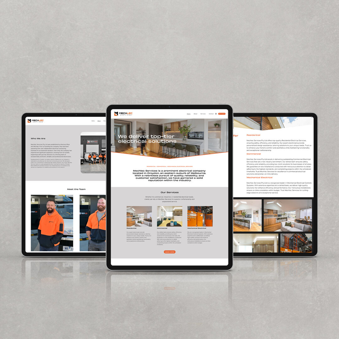 Website launch 🎉 After working with Rhys on the website for his side project, CB+M, he asked us to create an online presence for his business @mechlec_services - an electrical company located in Melbourne's eastern suburbs. A brand new website, desi