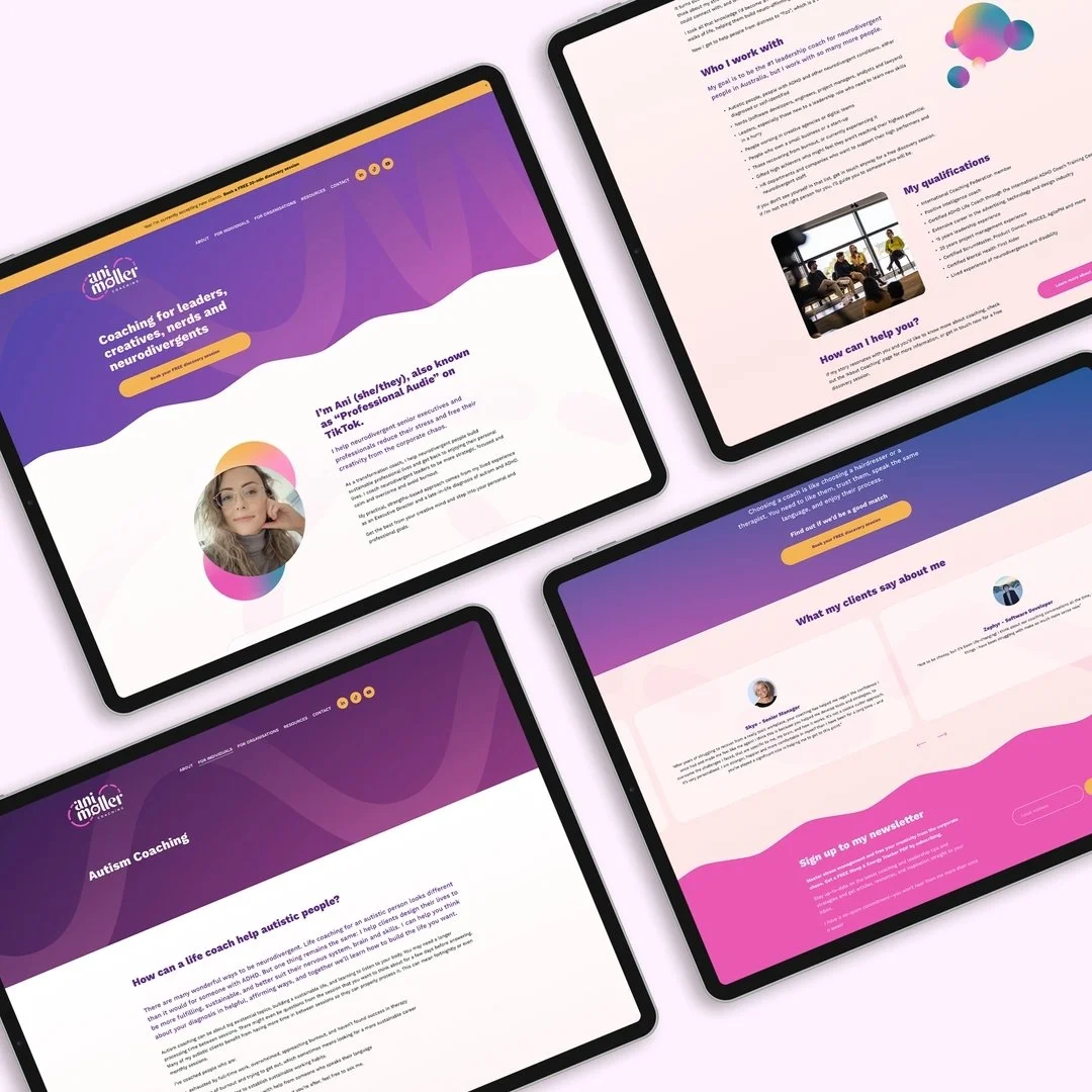 Project Launch ✨ We LOVED working on this new Squarespace site for Ani M&oslash;ller (@professionalaudie) - upgrading from the landing page we did last year to a full site!

A pleasure working in collaboration with @noonstudio.au who put together the
