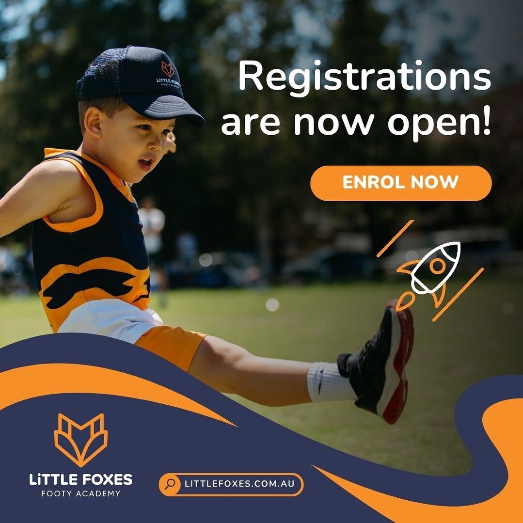 🦊 We&rsquo;re now taking registrations for Term 2.

Due to popular demand, we&rsquo;ve opened up 2 new classes for next term. We are now at 70% capacity for Term 2, so please book in early to secure your spot.

Little Foxes Footy Academy is the only