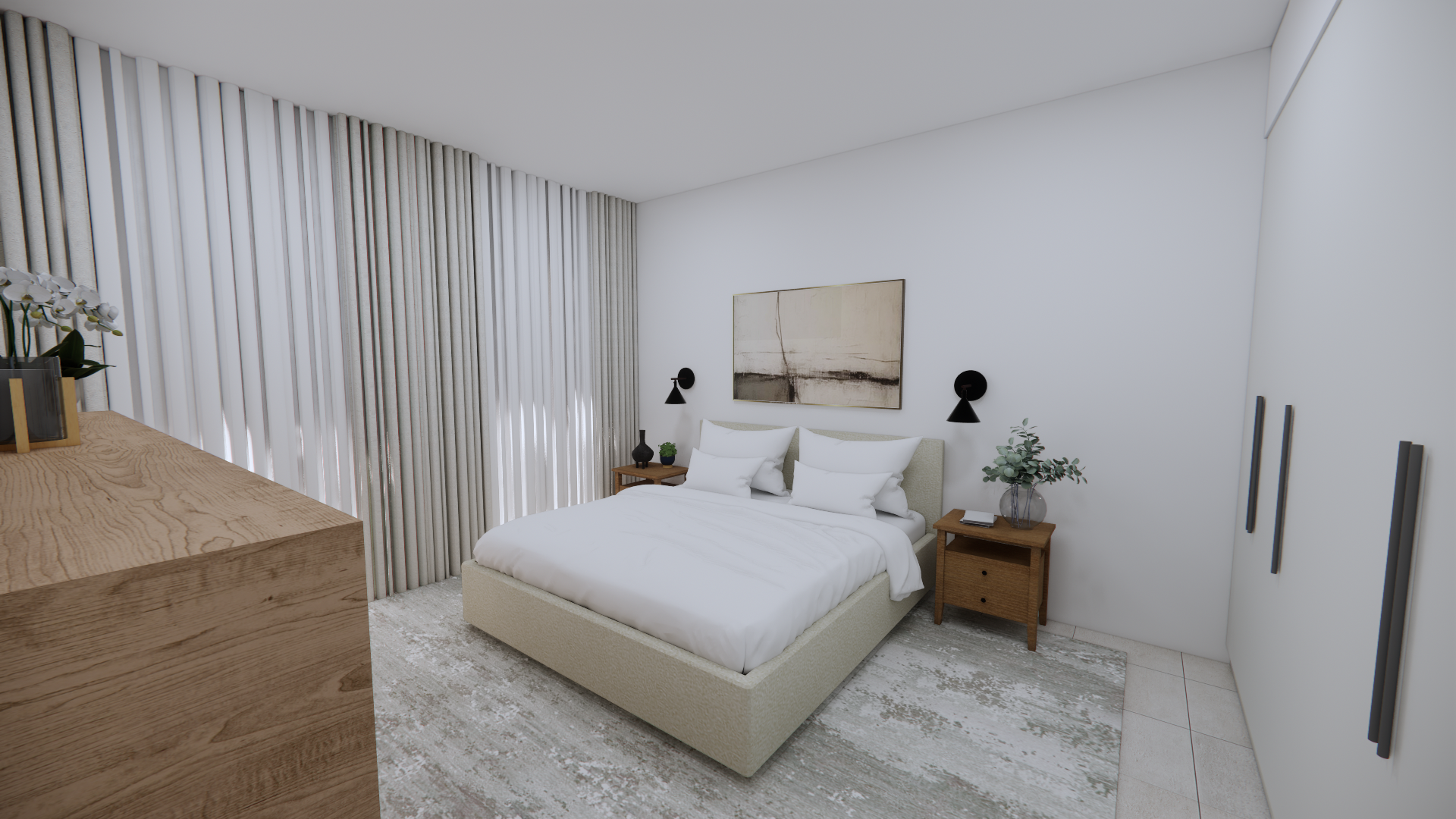 Spacious additional bedroom with built in wardrobes and large windows